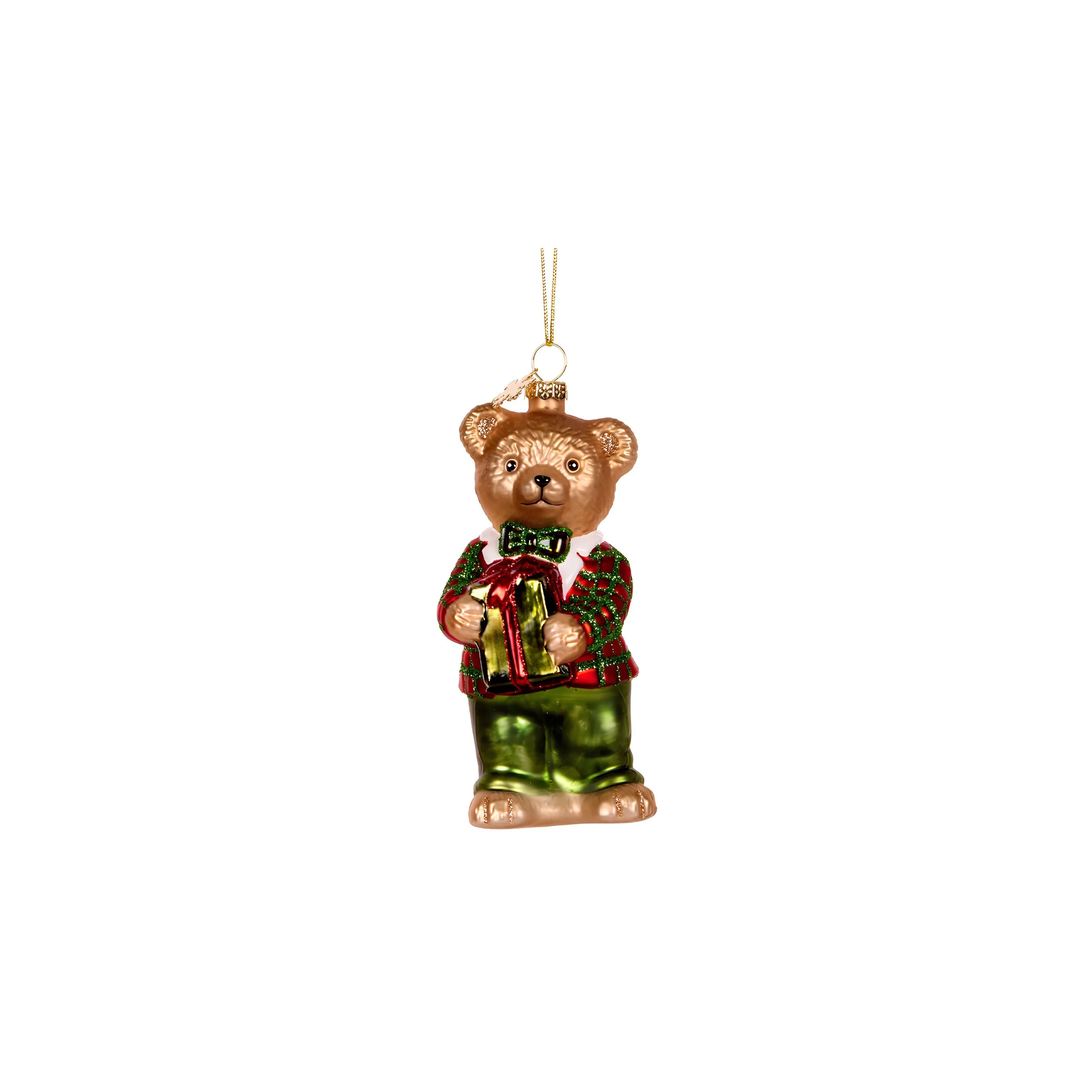 Boy Bear Glass Ornament