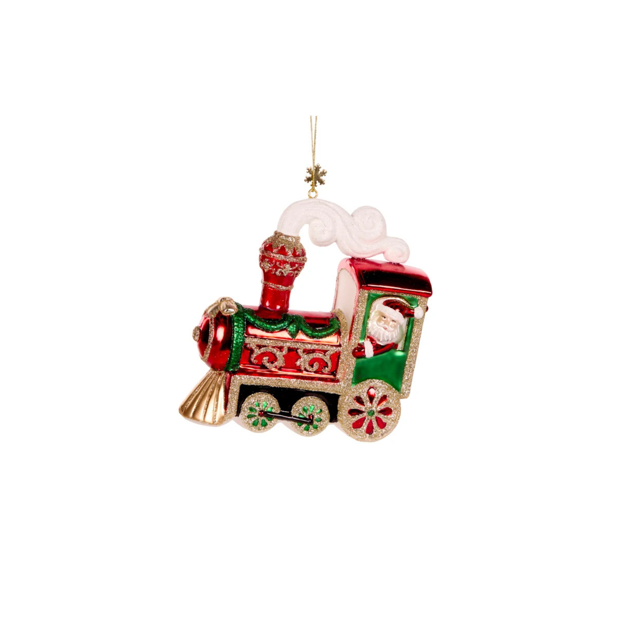 Traditional Train Glass Ornament