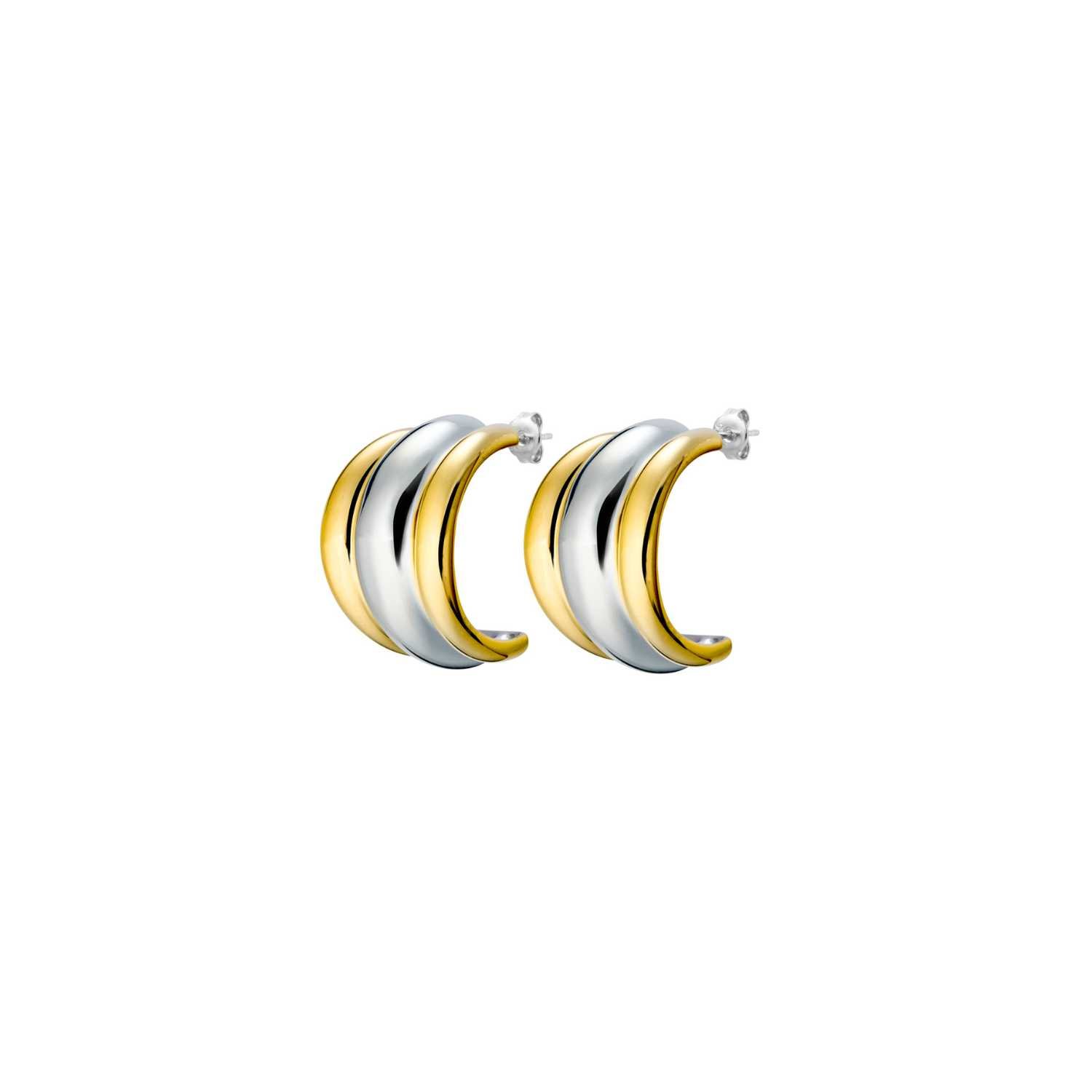 Two-Tone Chunky Hoop Earrings