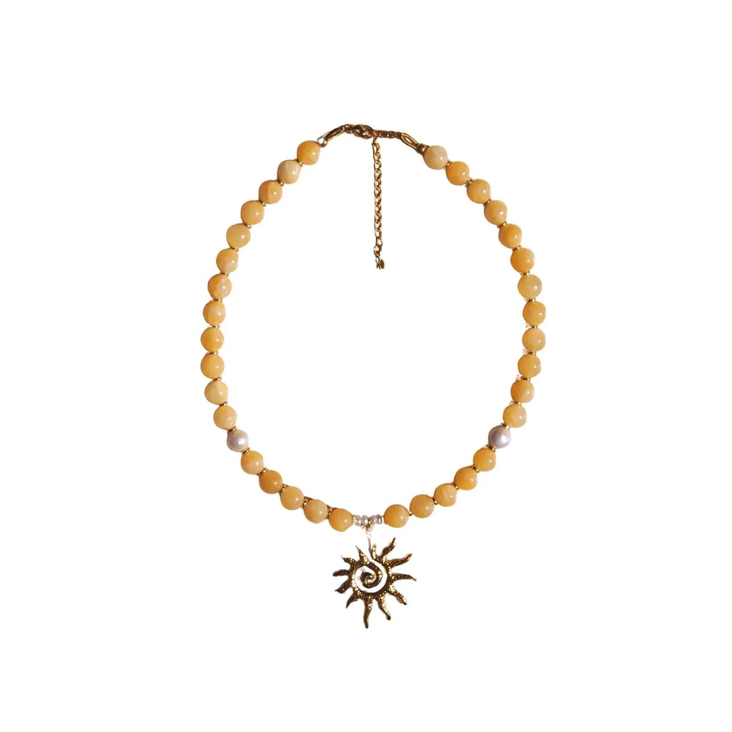 Spiral Sun Yellow Beaded Gemstone Necklace