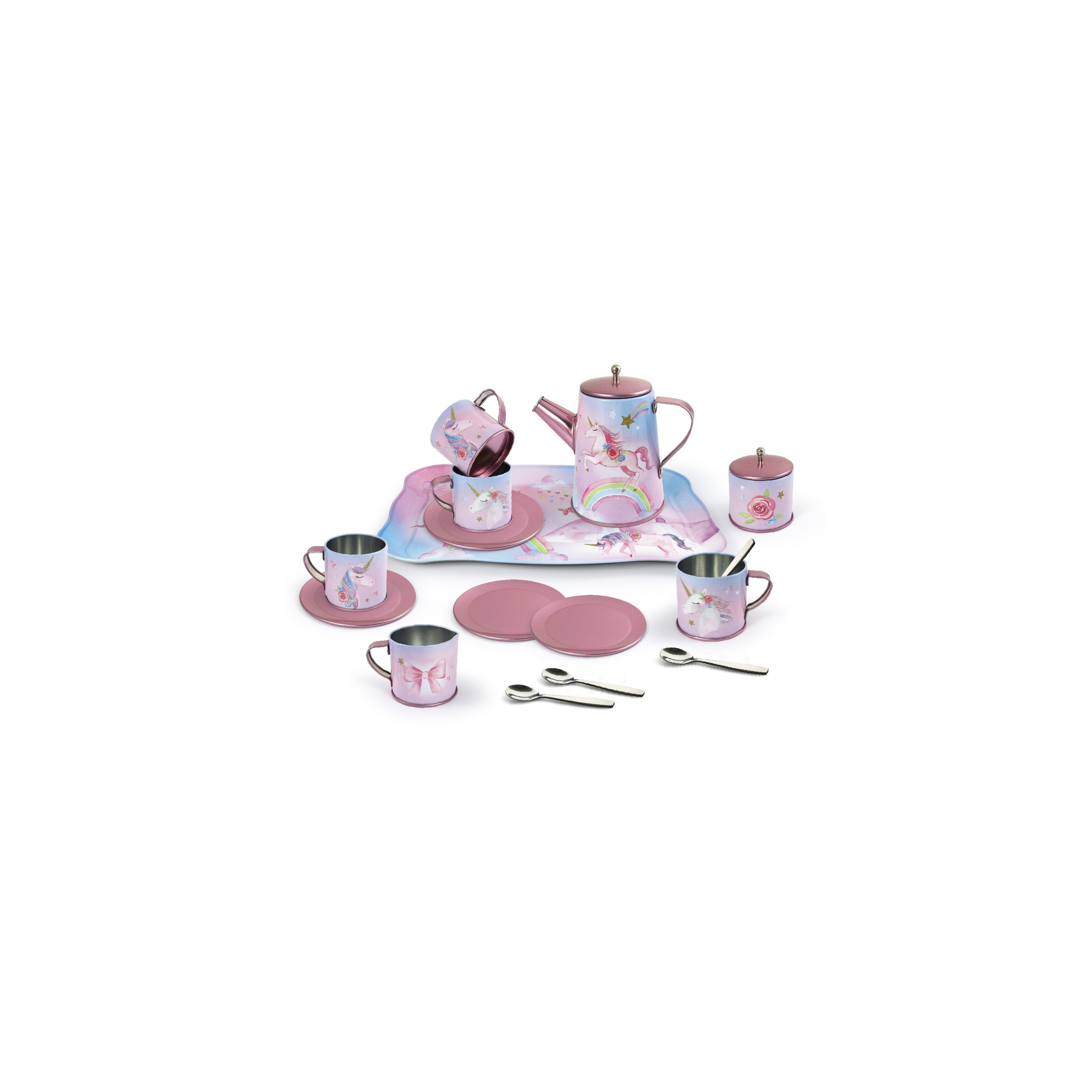 Rainbow Unicorn Tin Tea Set