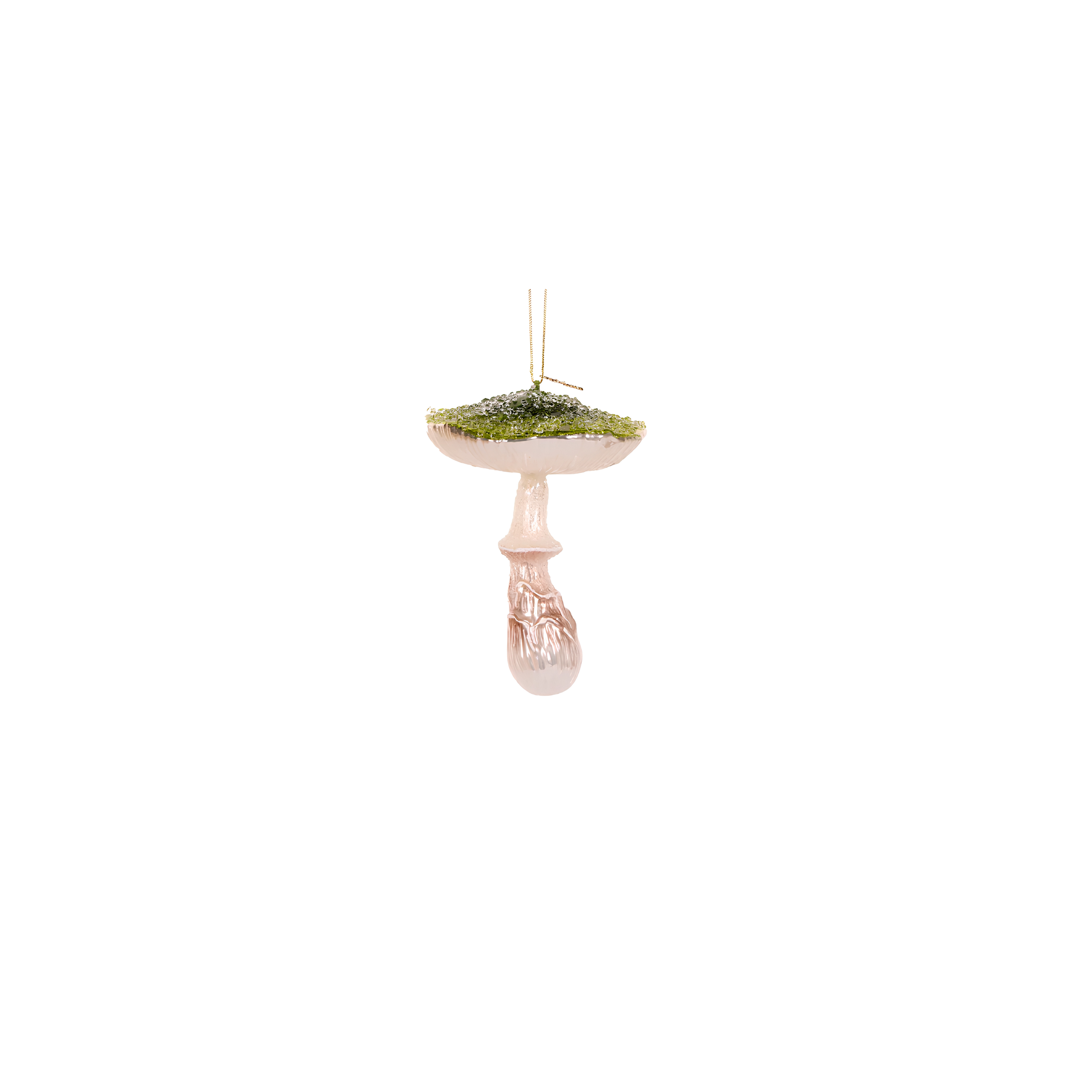 Green Glass Hanging Mushroom