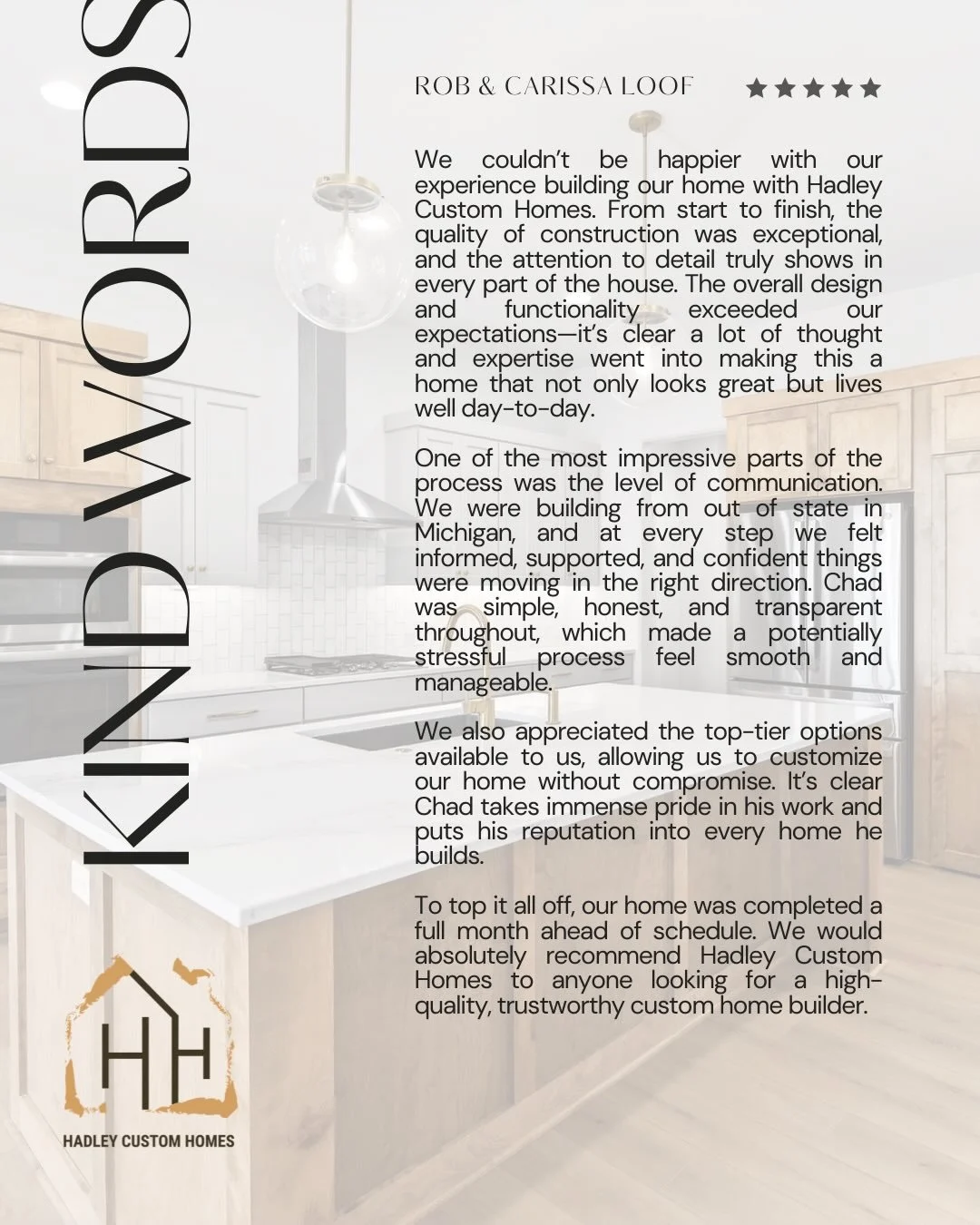 Who doesn&rsquo;t love kind words on a Wednesday?! We do!! 🙋🏻&zwj;♀️🤍

Another great family that we had the pleasure of working with! The Loofs made every step of their build enjoyable&hellip; from trusting us with their home while they prepared t