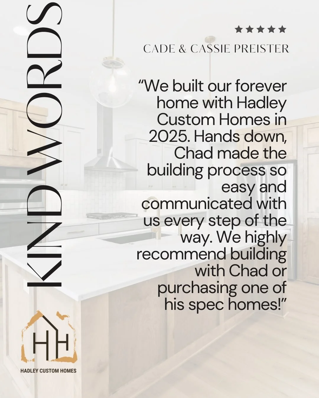 Enjoy some kind words on a Monday! Then swipe to see the Preister kiddos loving their new home! 🏠 
Safe to say this made our day! 

We were so honored when the Preisters asked Hadley Custom Homes to build their home. We know there are so many great 