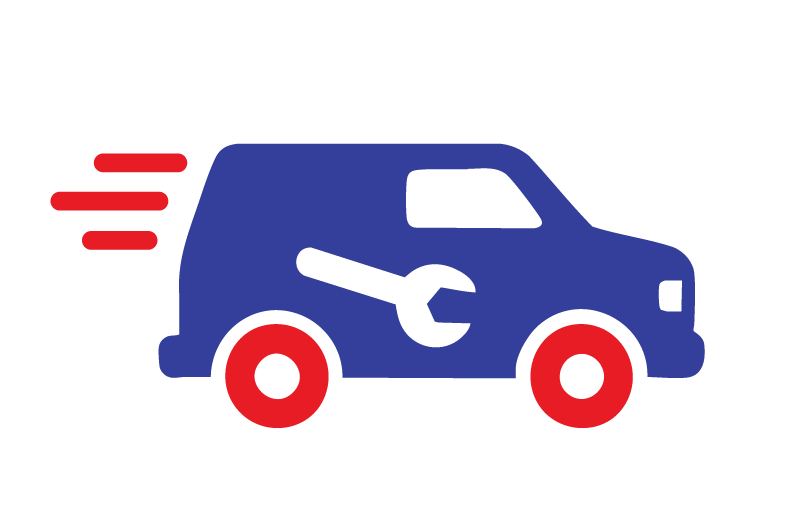 Icon of a blue delivery van with a white wrench on the side, representing Rochas Auto Service in Redding and Anderson, California
