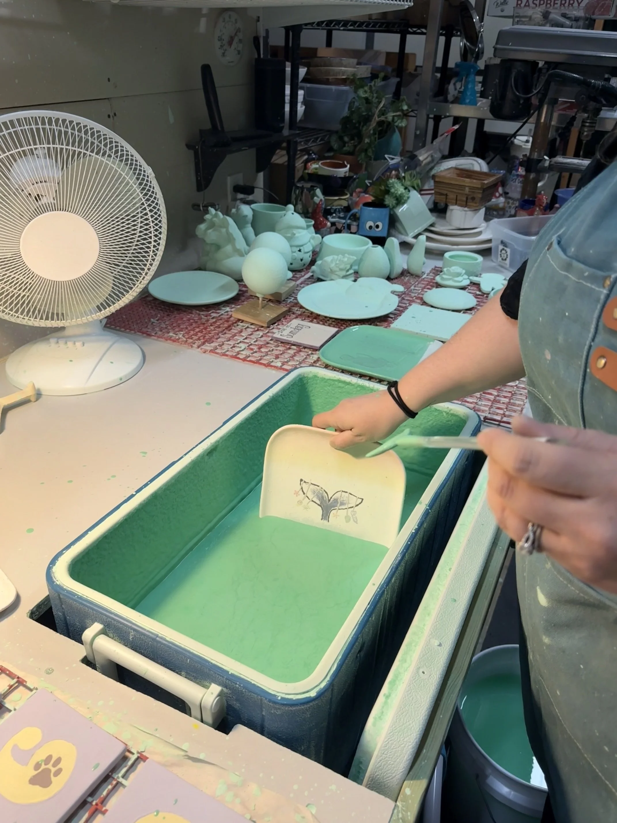 Glazing pottery