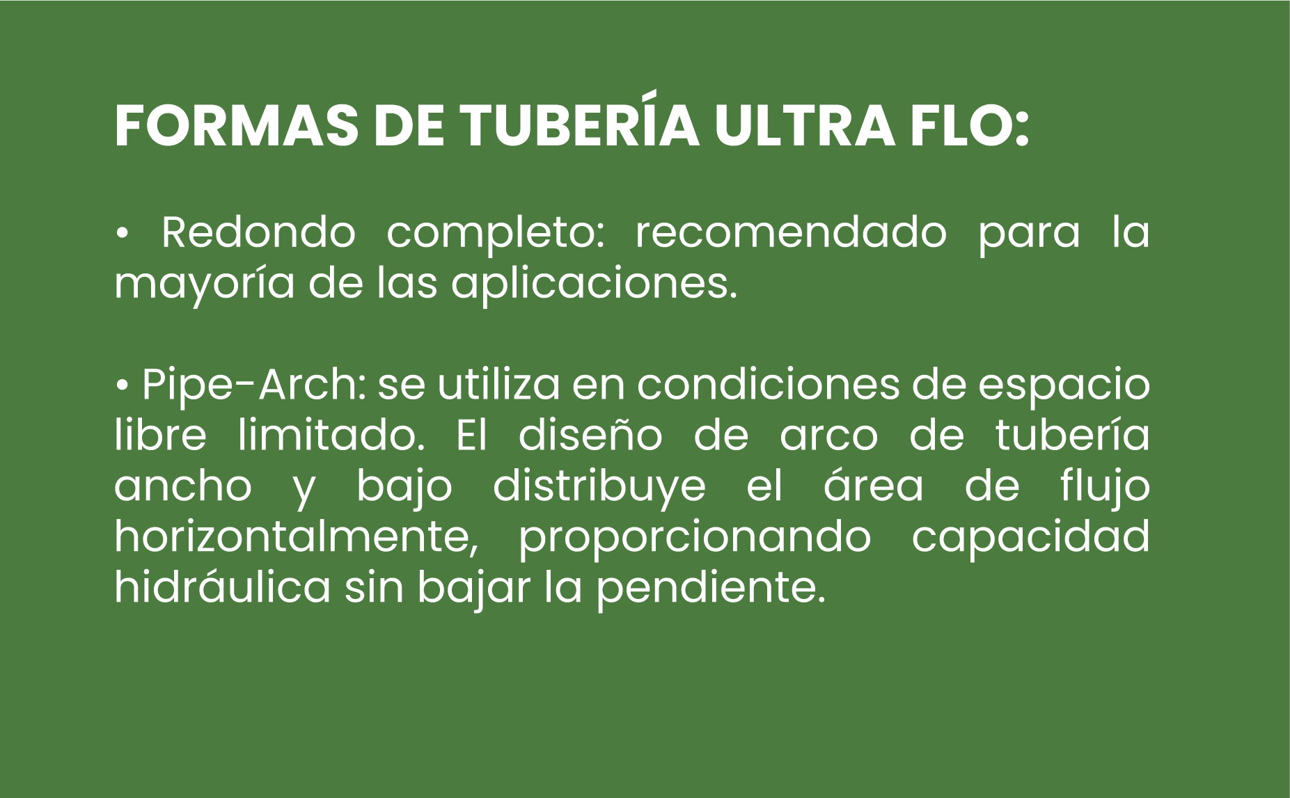 Tubería ULTRA FLO DE CONTECH MÉXICO REDONDO COMPLETO PIPE ARCH