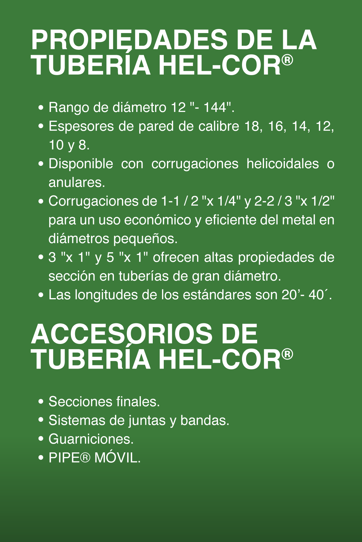 PROPIEDADES DE LA TUBERÍA HELCOR