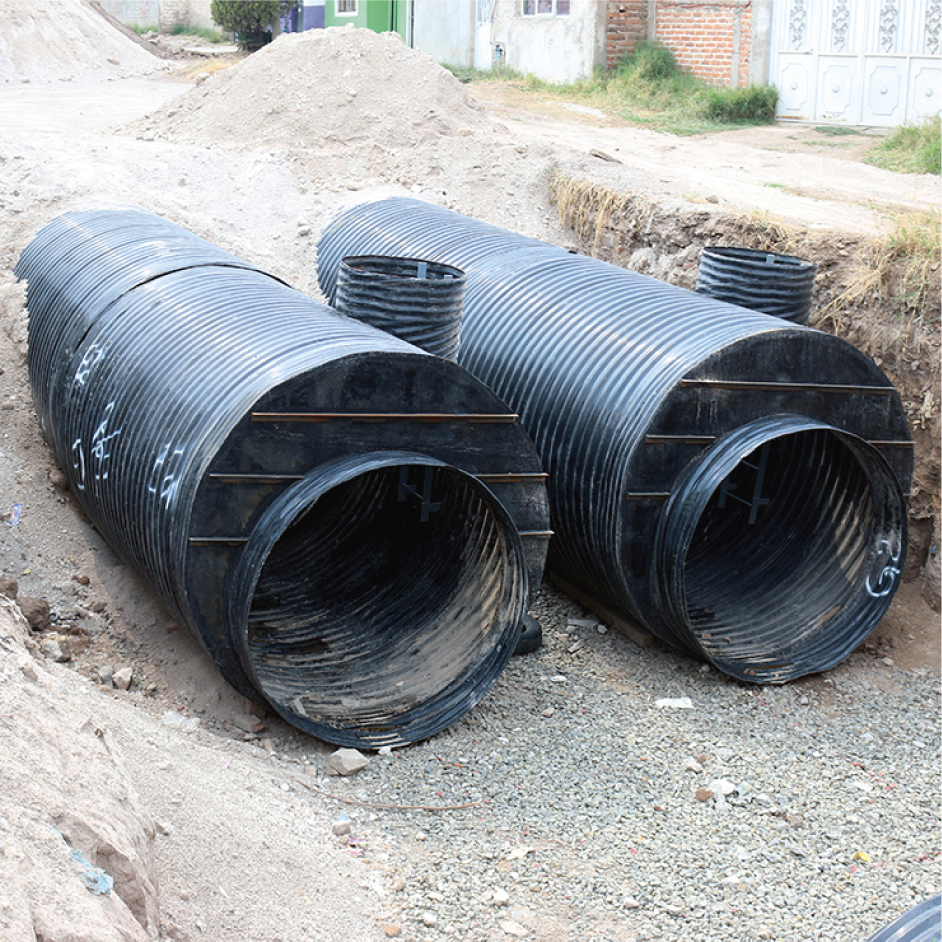 SISTEMA DE RETENCIÓN DE AGUA PLUVIAL RÍO GRANDE TLAQUEPAQUE, JALISCO manufacturado con tubería HEL-COR® CONTECH MÉXICO