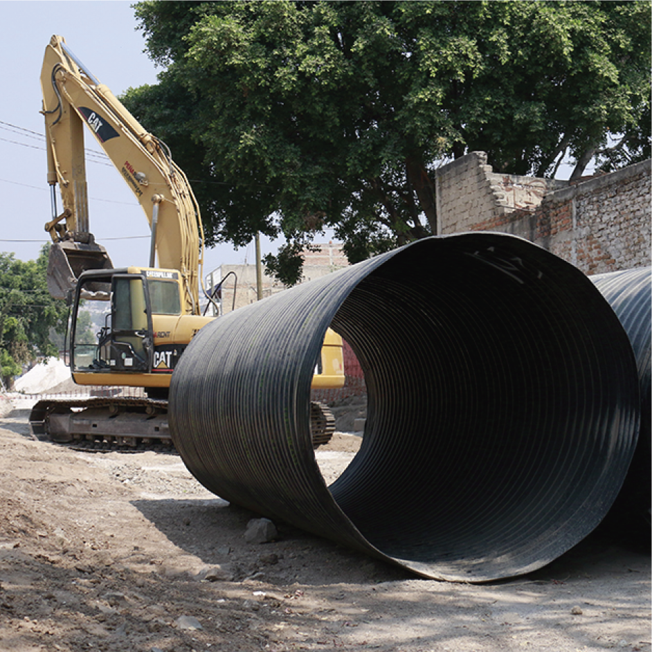 SISTEMA DE RETENCIÓN DE AGUA PLUVIAL RÍO GRANDE TLAQUEPAQUE, JALISCO manufacturado con tubería HEL-COR® CONTECH MÉXICO