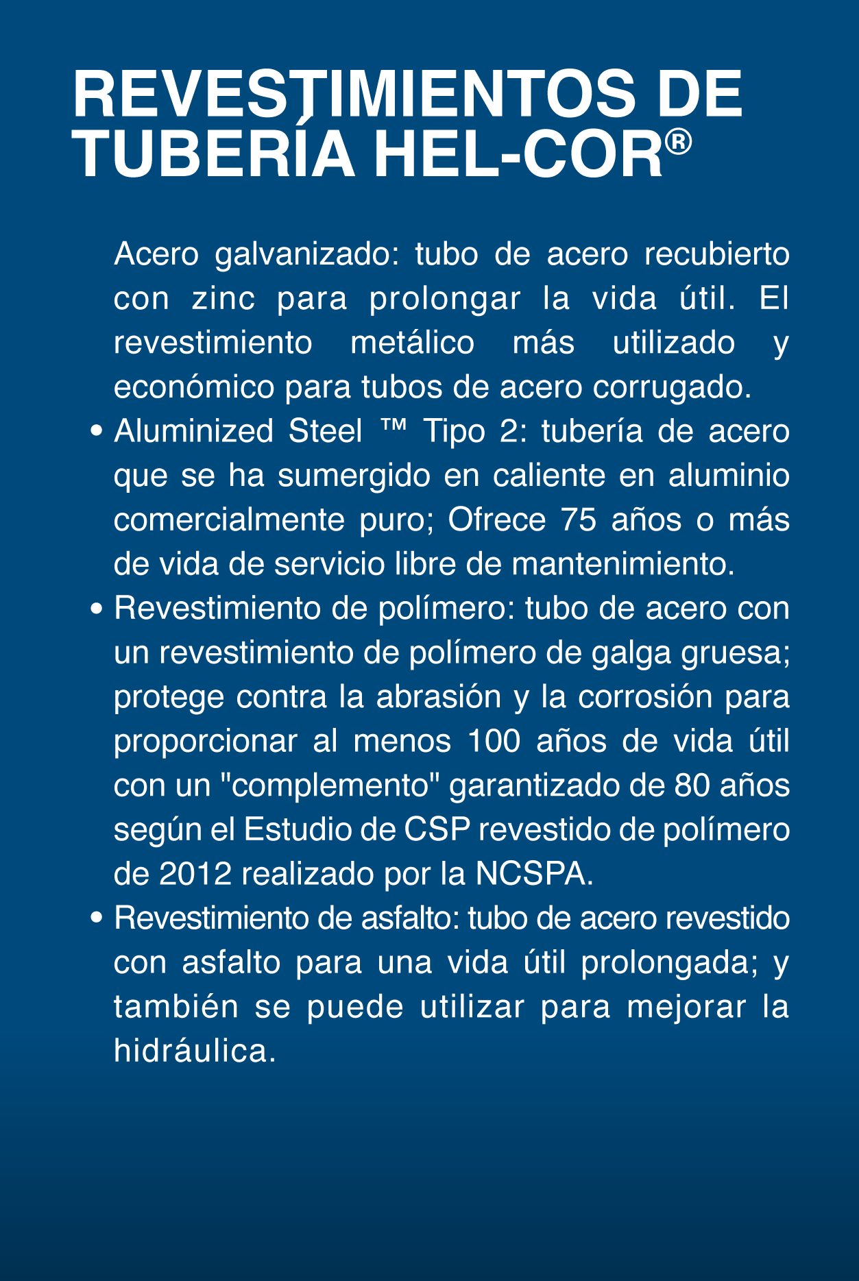 REVESTIMIENTOS DE TUBERÍA HELCOR