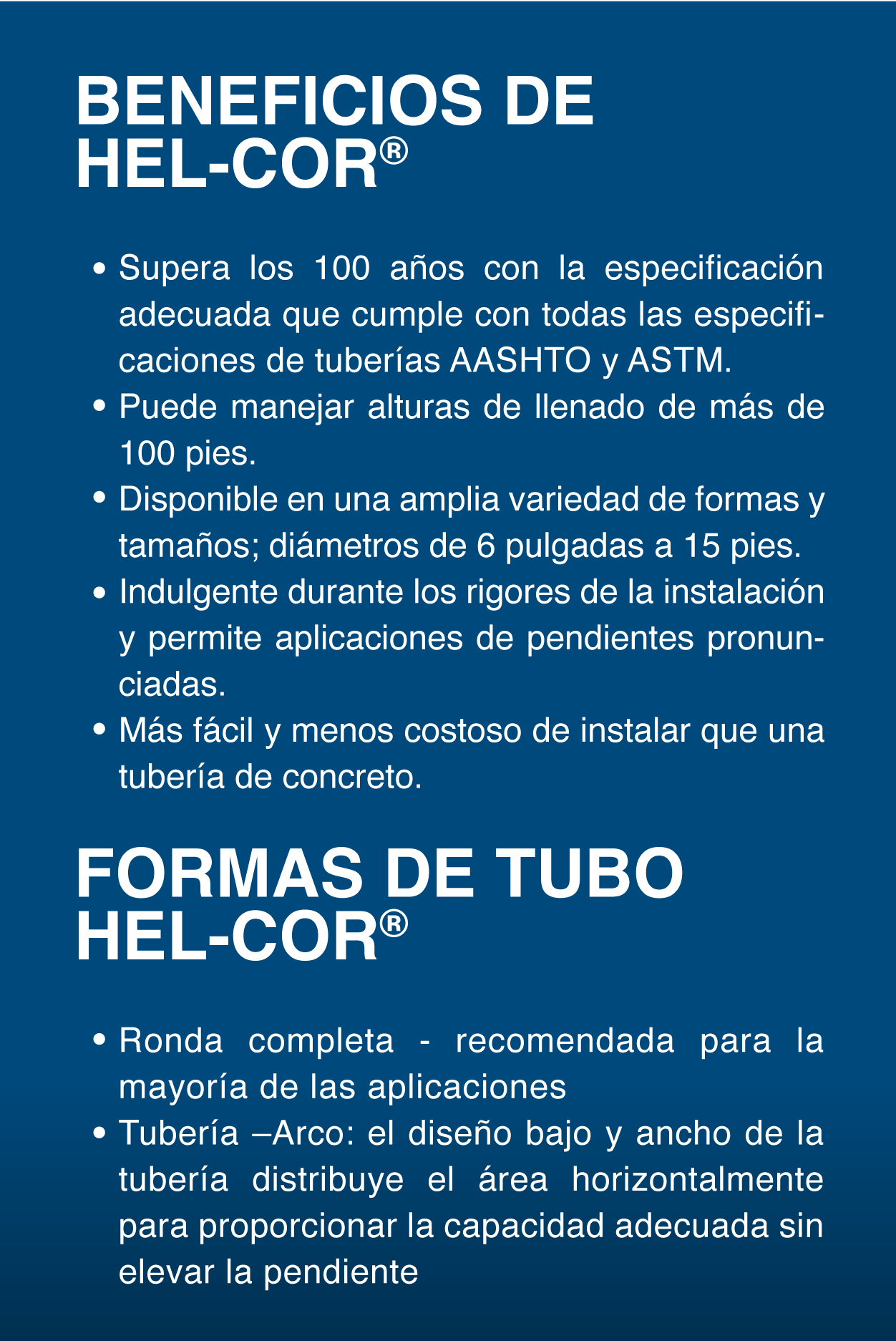 FORMAS DE TUBO HEL-COR
