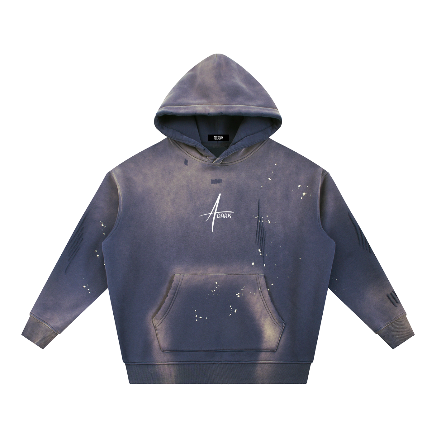 Vintage Washed Frayed Fleece Hoodie