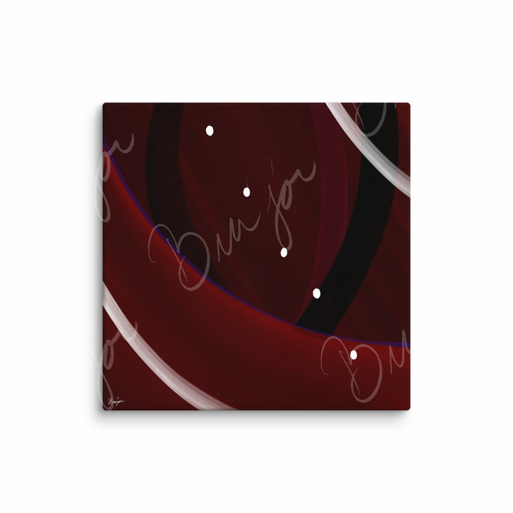 37x37 XL Canvas Abstract artwork titled Trail Back designed by the digital abstract artist Bra'jor. Artwork includes the colors Red, Black, Purple, and White