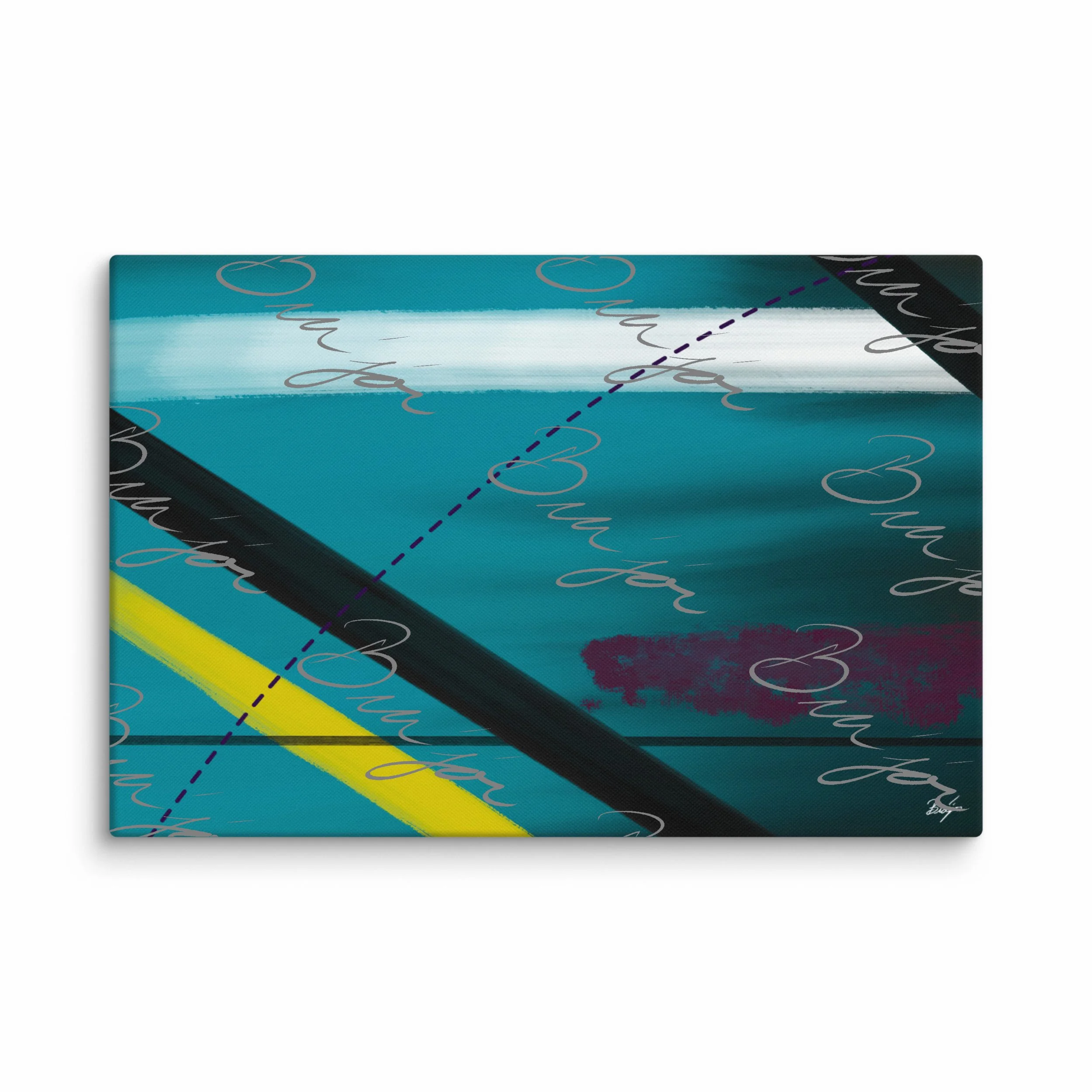40x60 XL Canvas Abstract artwork titled First designed by the digital abstract artist Bra'jor. Artwork includes the colors Blue, Yellow, Black, Purple, and White