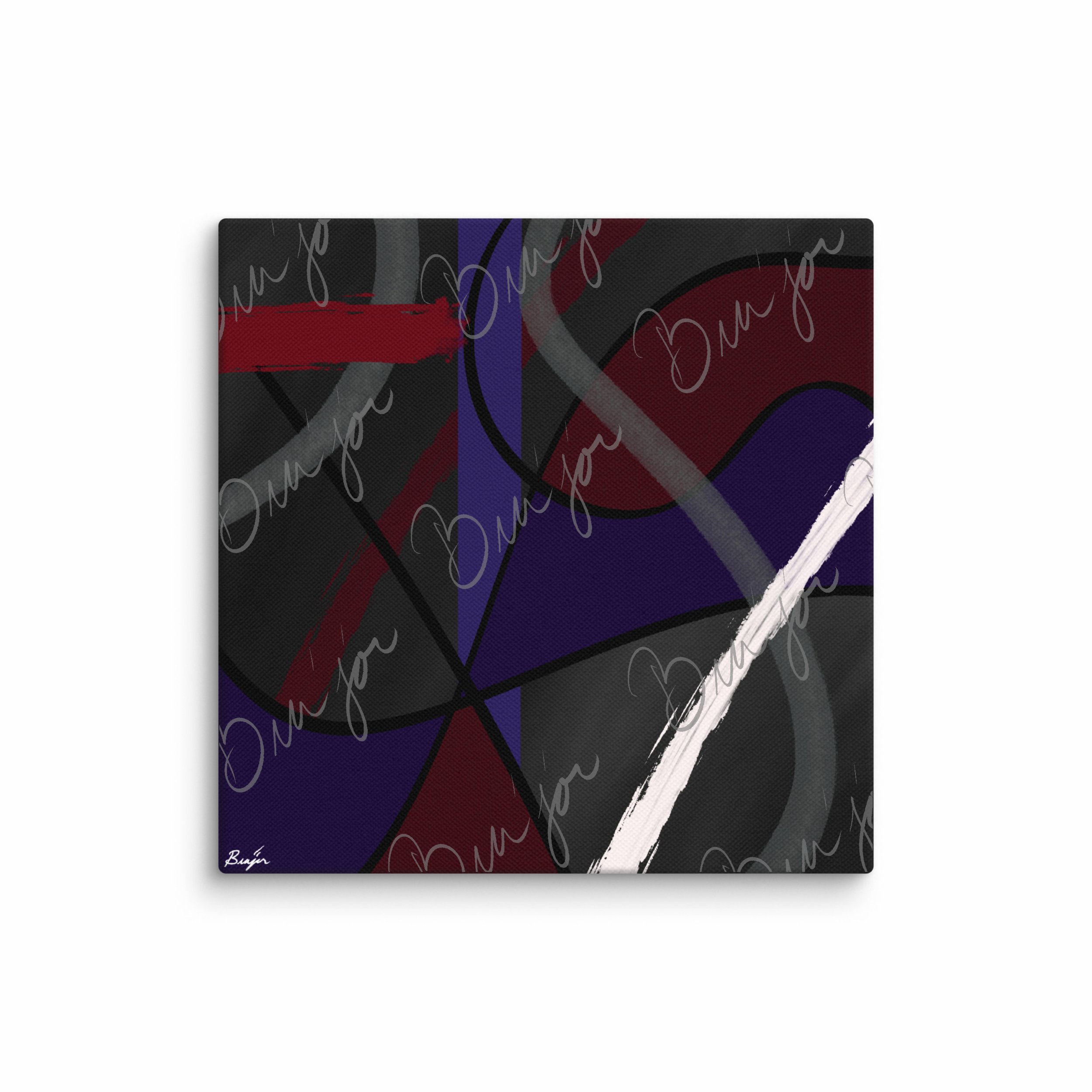 12x12 Canvas Abstract artwork titled Different designed by the digital abstract artist Bra'jor. Artwork includes the colors Purple, Blue, Red, Gray, and Black