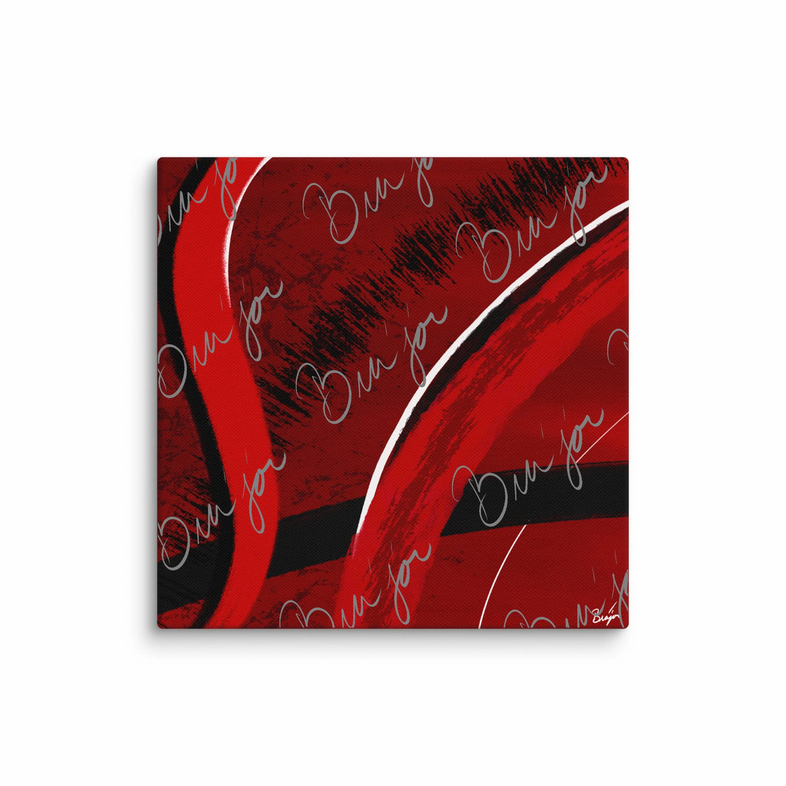 12x12 Canvas Abstract artwork titled Feel designed by the digital abstract artist Bra'jor. Artwork includes the colors Red, Black, Blue, and White