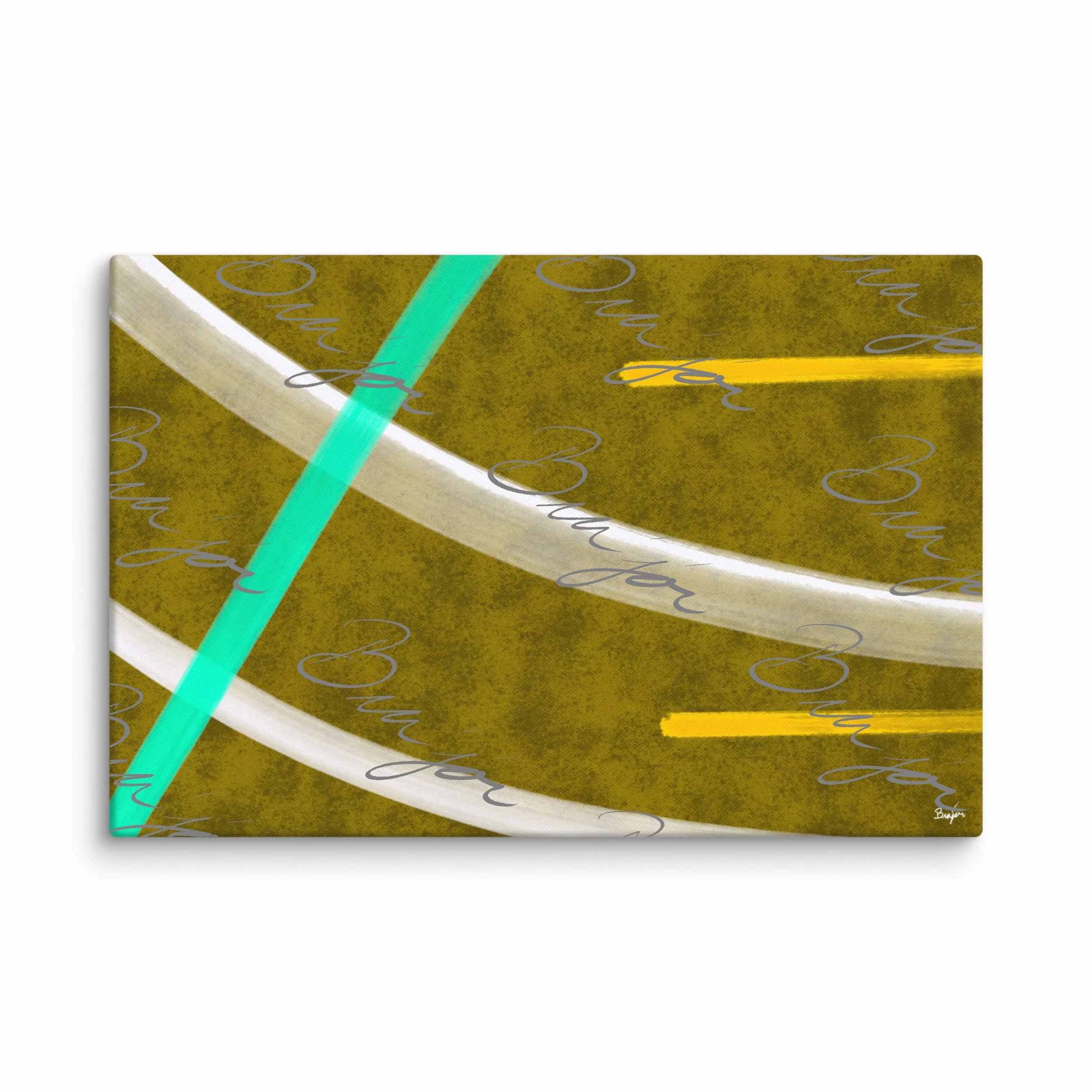 40x60 XL Canvas Abstract artwork titled Hushed designed by the digital abstract artist Bra'jor. Artwork includes the colors Orange, Yellow, White, and Blue