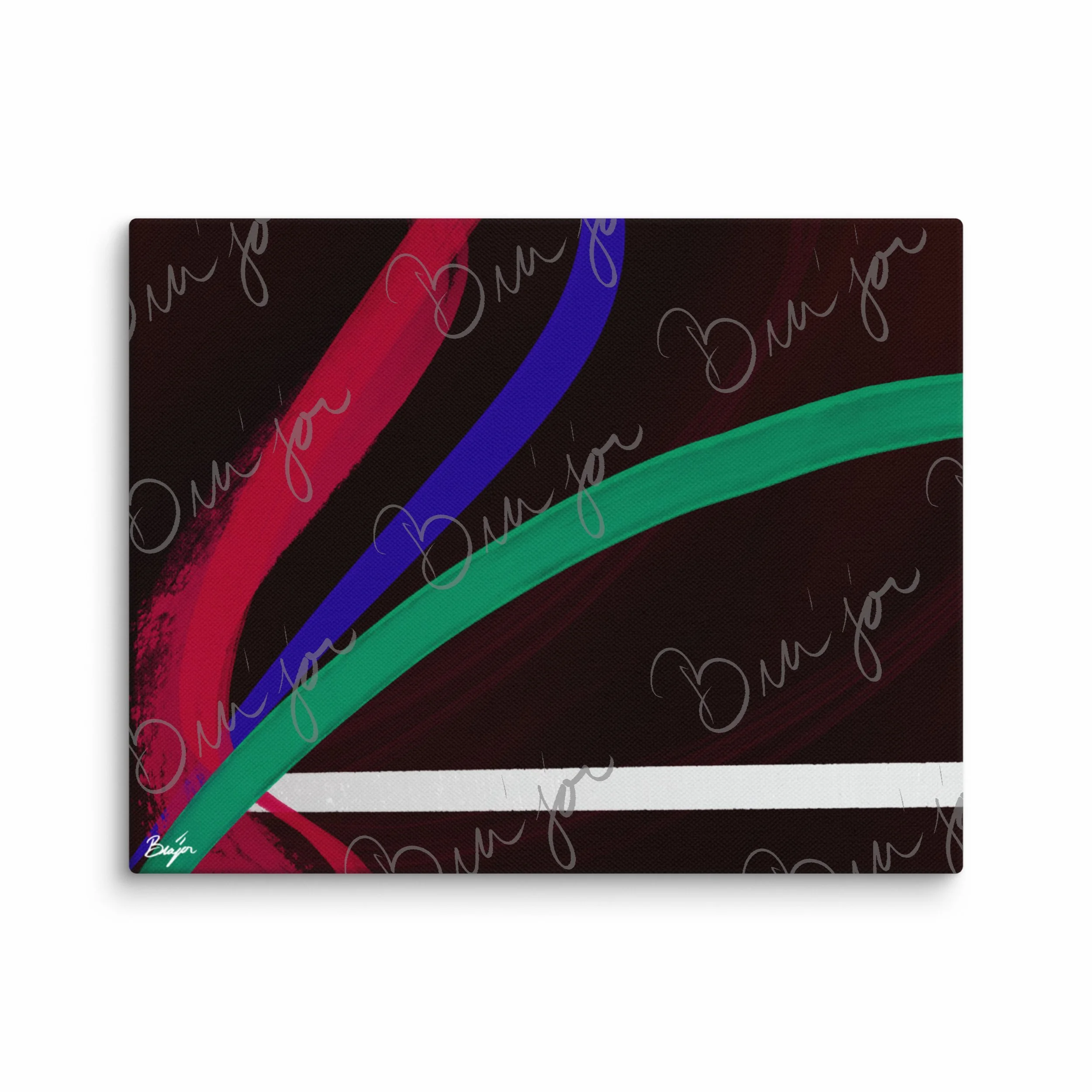 11x14 Canvas Abstract artwork titled Journey designed by the digital abstract artist Bra'jor. Artwork includes the colors Red, White, Green, and Blue