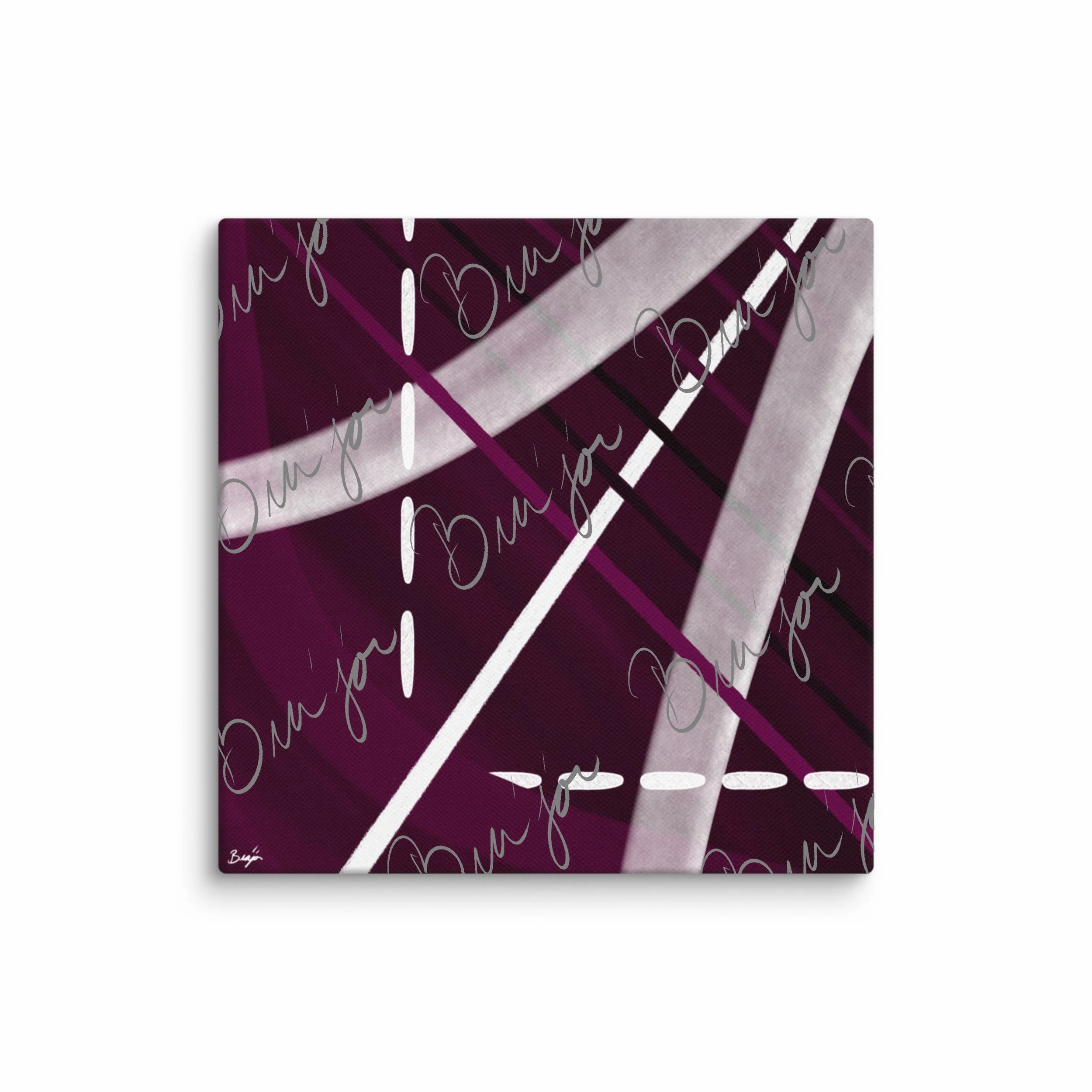 16x16 Canvas abstract artwork titled Tuning designed by the digital abstract artist Bra'jor. Artwork includes the colors Purple, Black, Gray, and White