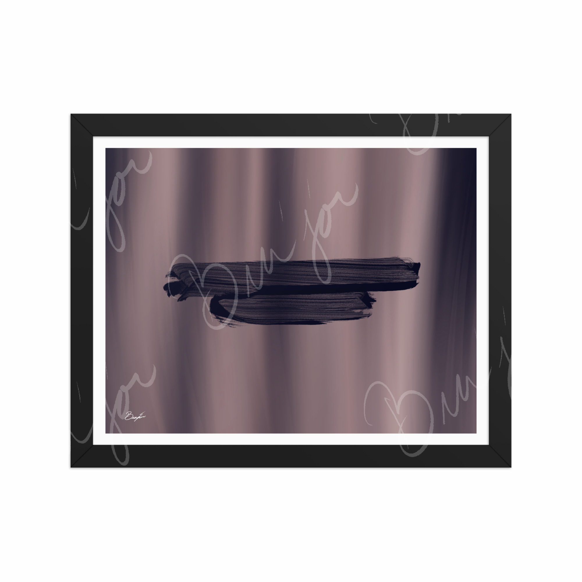 11x14 Black Framed Abstract artwork titled Rest designed by the digital abstract artist Bra'jor. Artwork includes the colors Black, Gray, violet, and Mauve