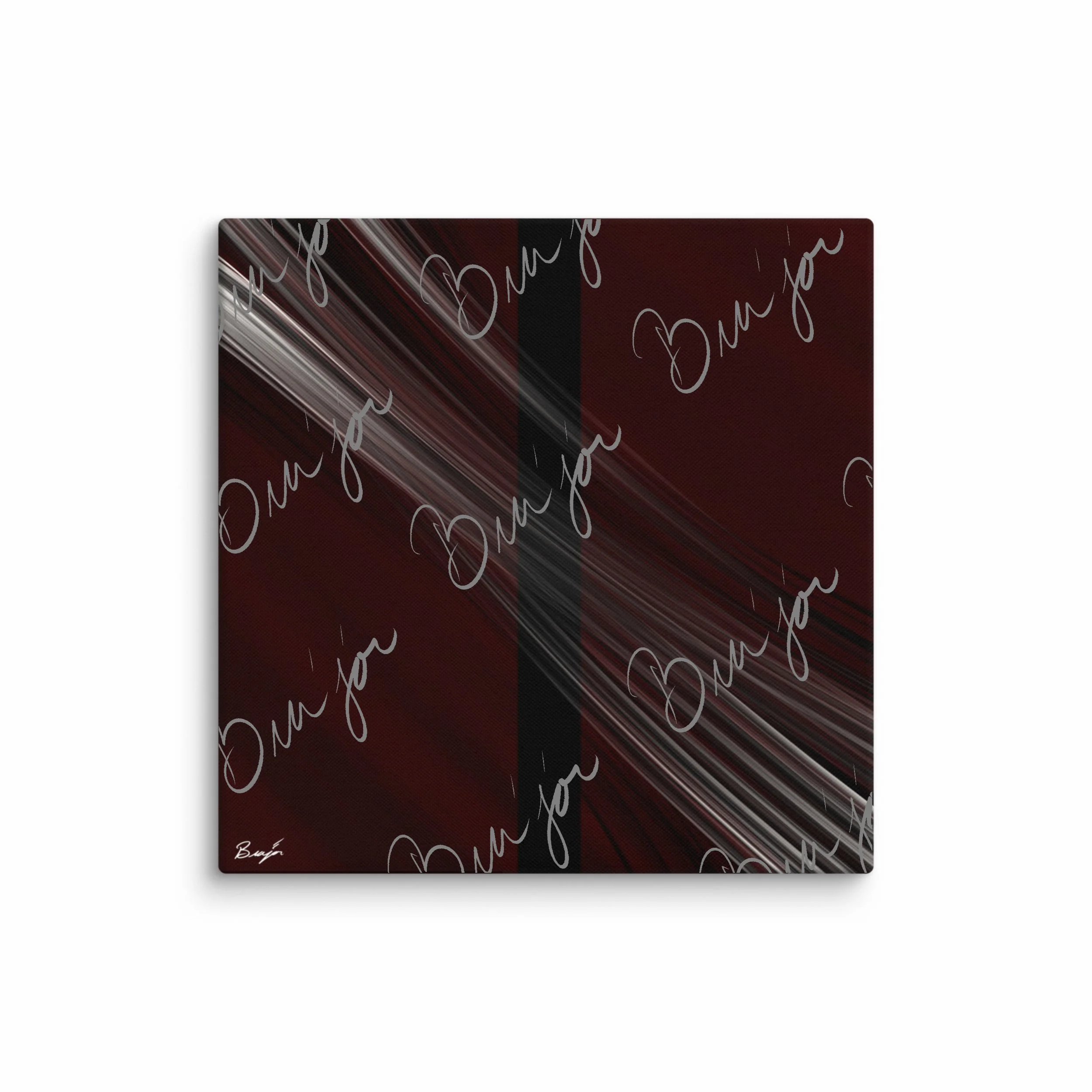 32x32 XL Canvas abstract artwork titled Still Standing designed by the digital abstract artist Bra'jor. Artwork includes the colors Maroon, Red, Black, and White