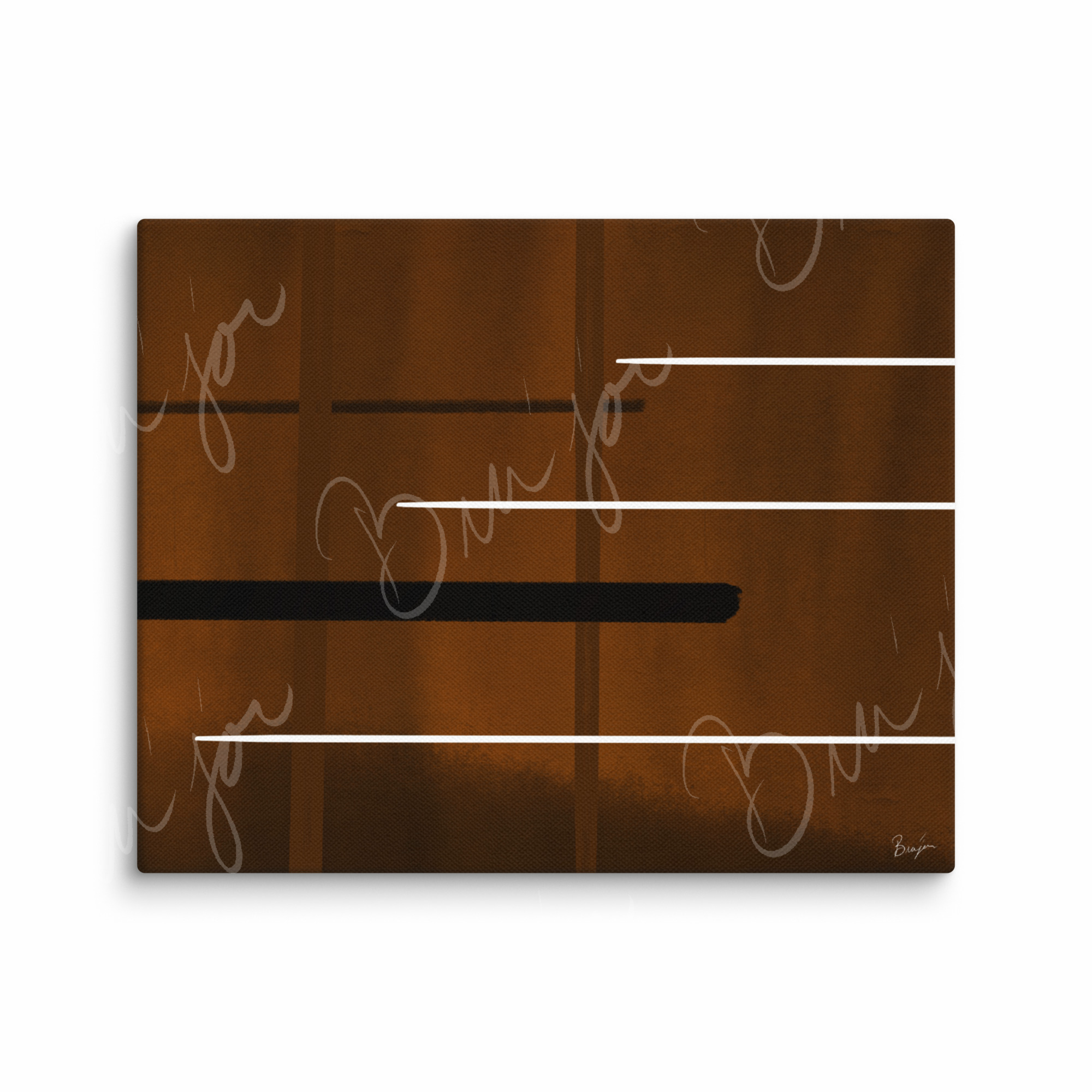 8x10 Canvas Abstract artwork titled Steps designed by the digital abstract artist Bra'jor. Artwork includes the colors Brown, Black, and White