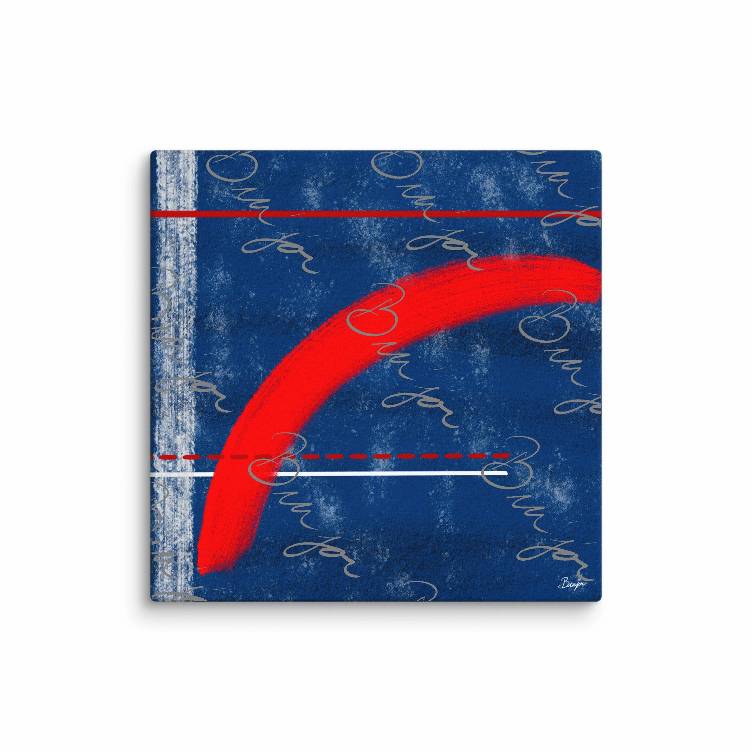 37x37 XL Canvas abstract artwork titled Be Bold designed by the digital abstract artist Bra'jor. Artwork includes the colors Blue, White, and Red