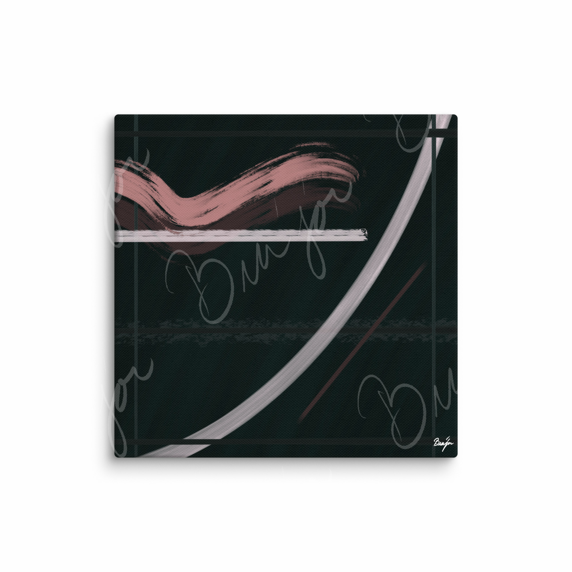 16x16 Canvas Abstract artwork titled Together designed by the digital abstract artist Bra'jor. Artwork includes the colors Brown, Pink, Green, and White