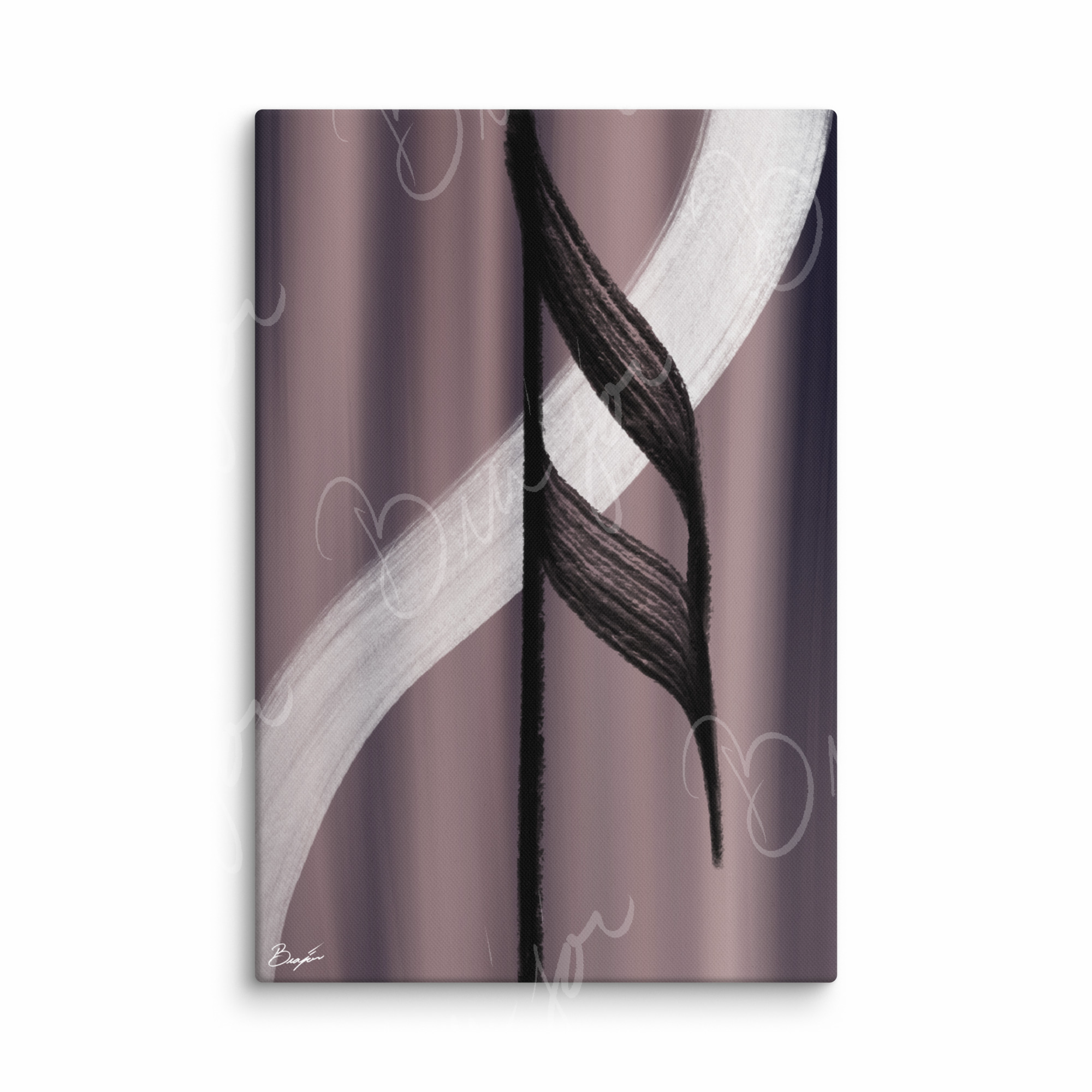 20x30 Canvas Abstract artwork titled A Beat designed by the digital abstract artist Bra'jor. Artwork includes the colors Black, White, Gray, violet, and Mauve