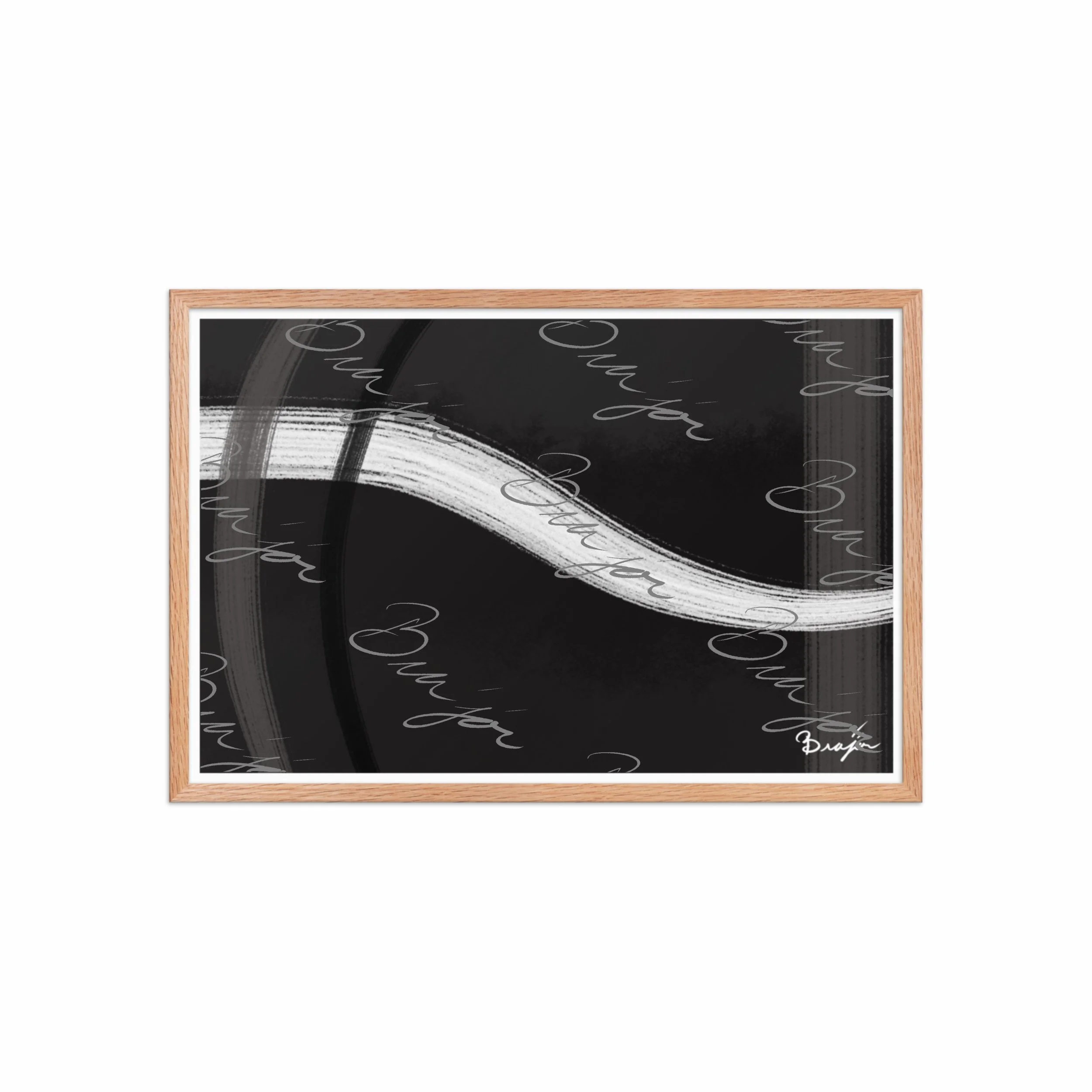 20x30 Red Oak Framed abstract artwork titled See It Through designed by the digital abstract artist Bra'jor. Artwork includes the colors Black, White, and Gray