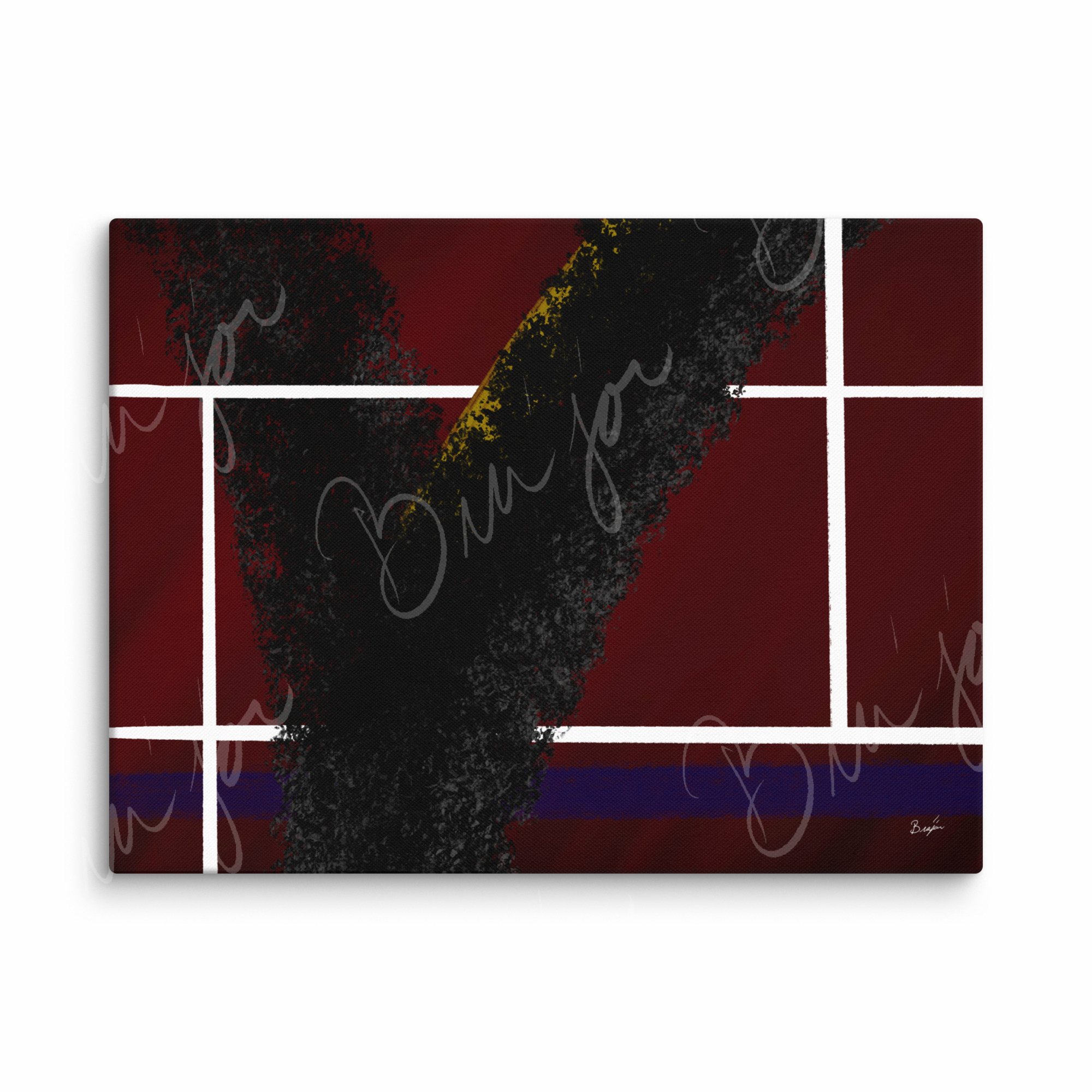 30x40 XL Canvas Abstract artwork titled Step Out designed by the digital abstract artist Bra'jor. Artwork includes the colors Red, White, Black, Yellow, and Blue