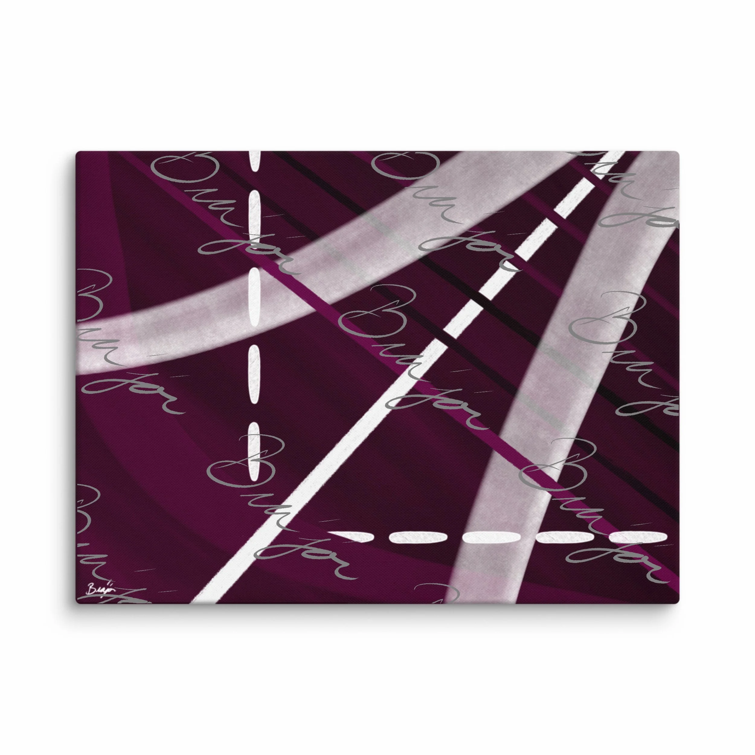 30x40 XL Canvas abstract artwork titled Tuning designed by the digital abstract artist Bra'jor. Artwork includes the colors Purple, Black, Gray, and White
