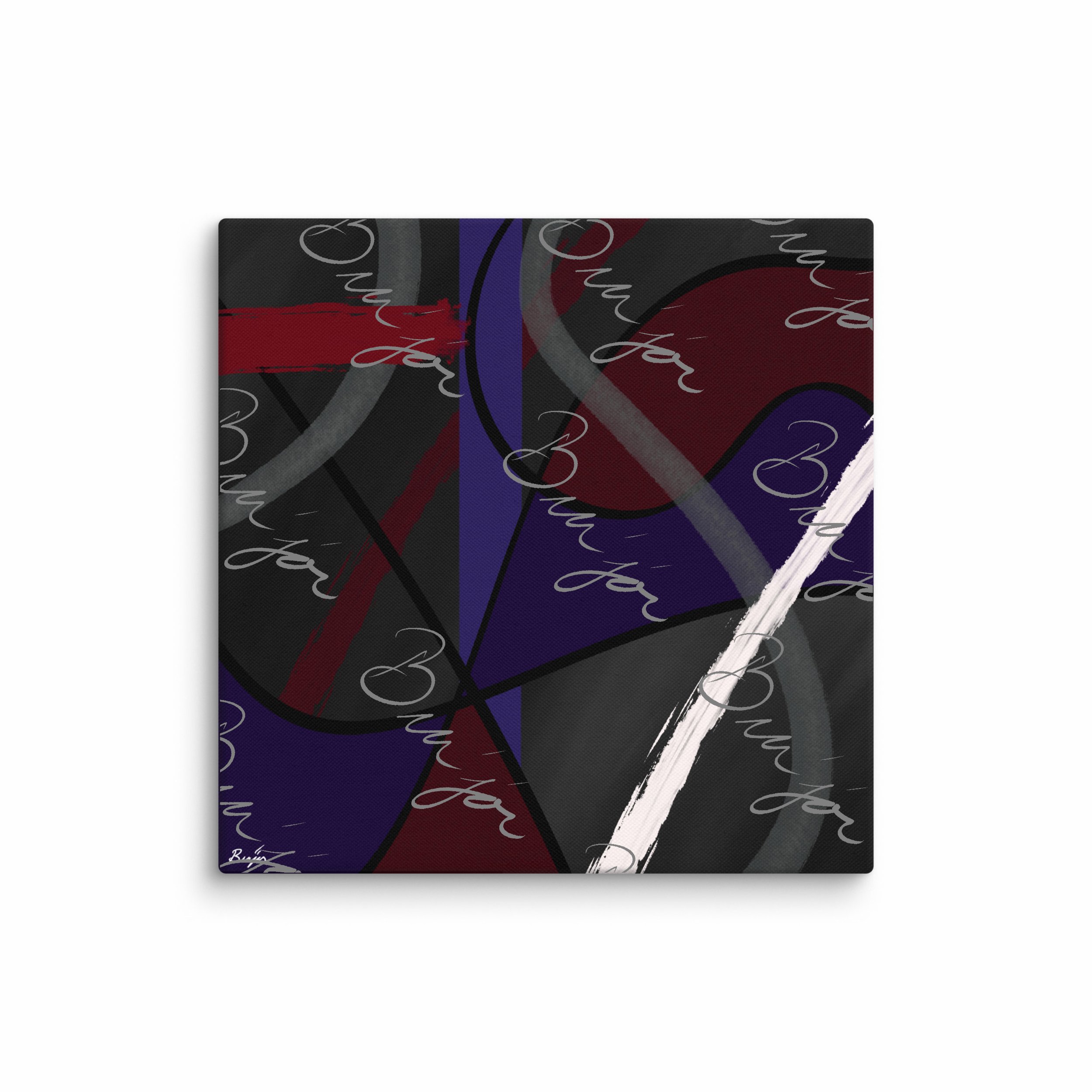 37x37 Canvas Abstract artwork titled Different designed by the digital abstract artist Bra'jor. Artwork includes the colors Purple, Blue, Red, Gray, and Black
