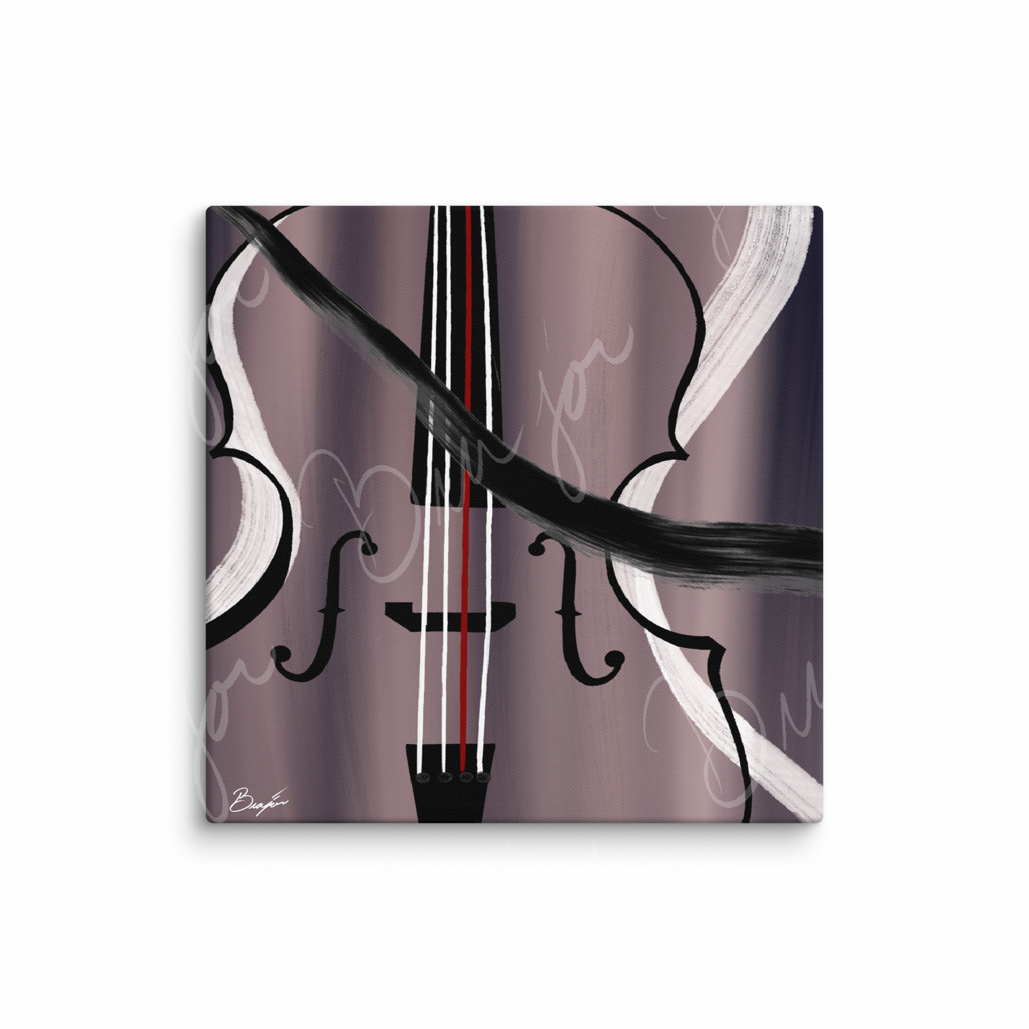 37x37 XL Canvas Abstract artwork titled First Love designed by the digital abstract artist Bra'jor. Artwork includes the colors Black, White, Gray, violet, Mauve, and Red
