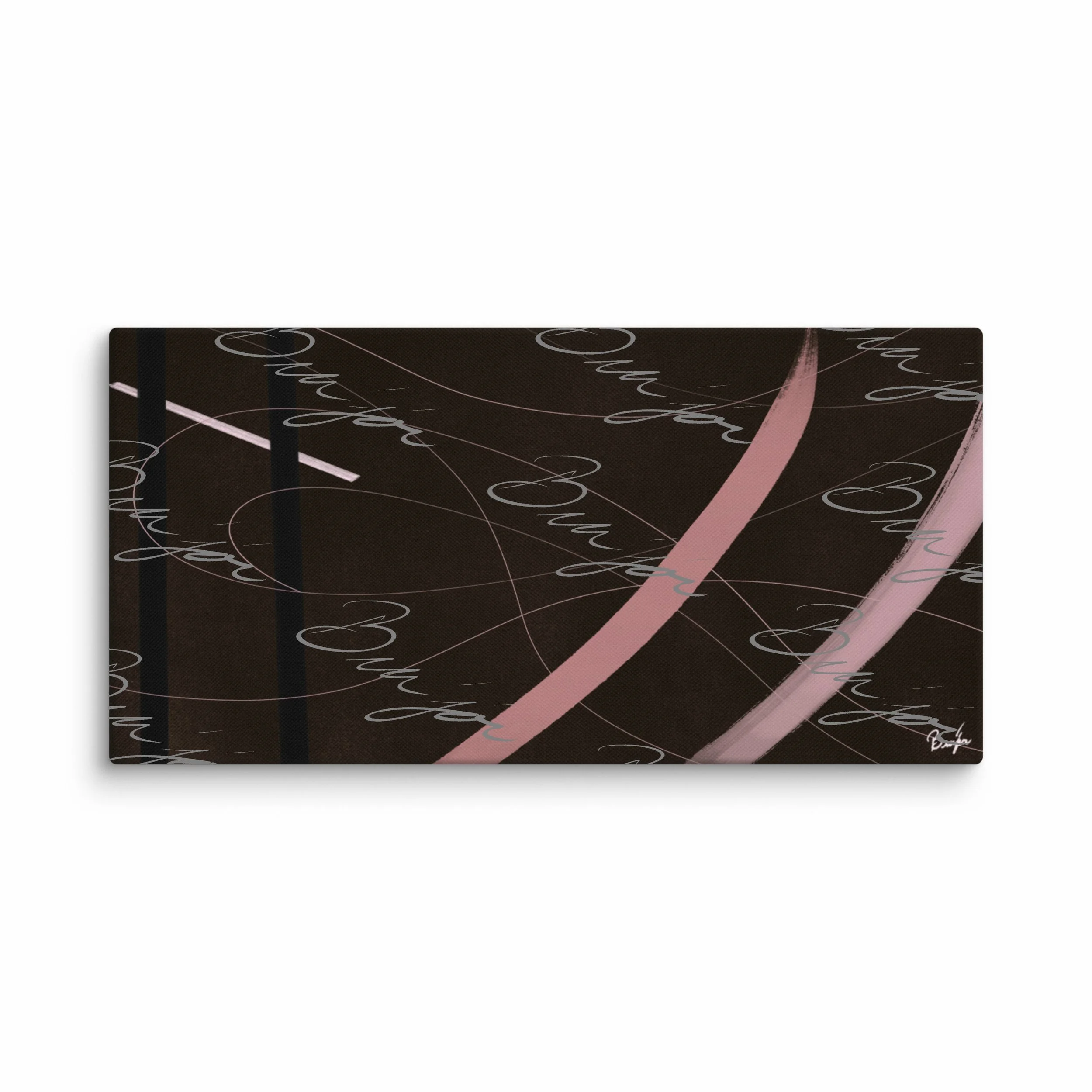 30x60 XL Canvas abstract artwork titled Beholder designed by the digital abstract artist Bra'jor. Artwork includes the colors Brown, Pink, Black, and White