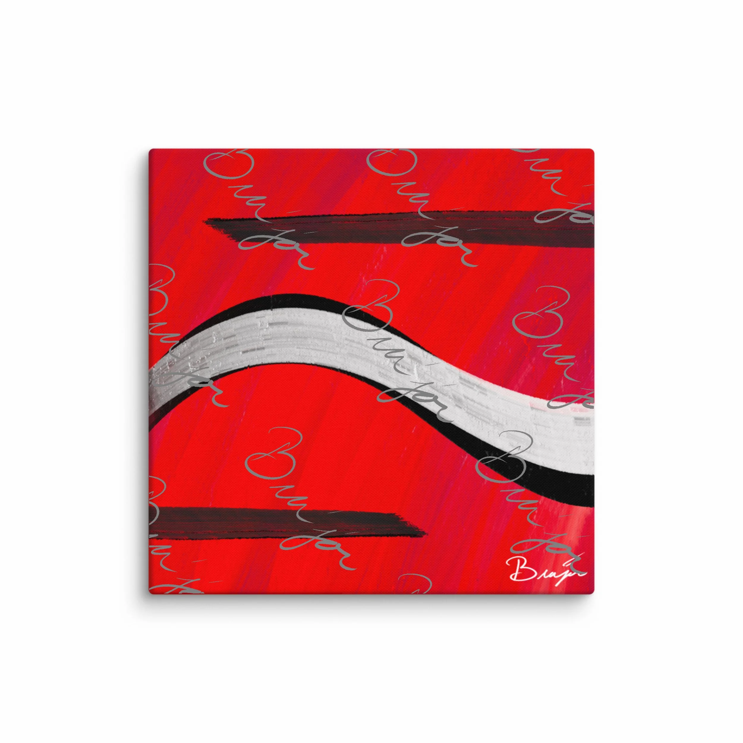 32x32 XL Canvas Abstract artwork titled Smooth Groove designed by the digital abstract artist Bra'jor. Artwork includes the colors Red, Black, and White