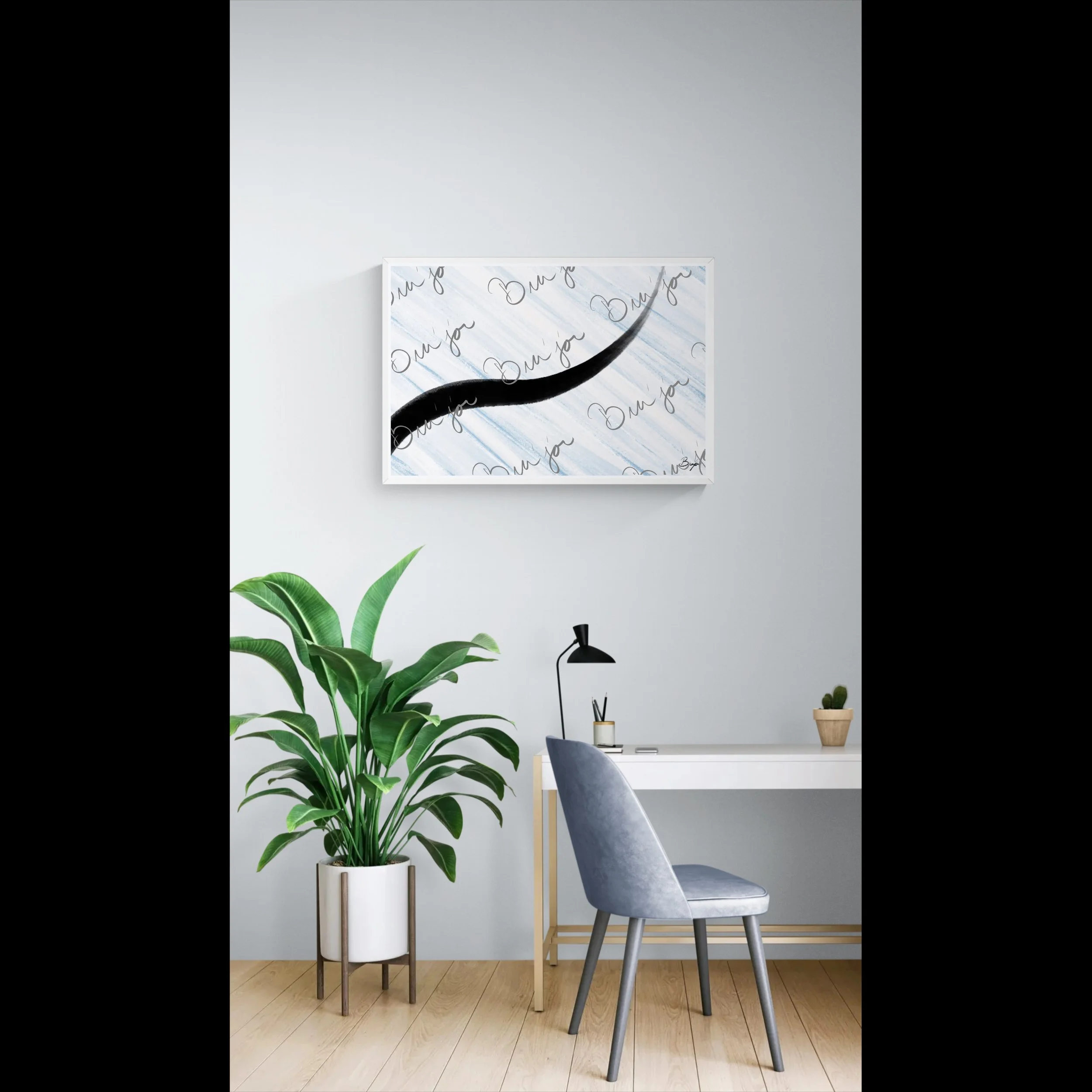 Framed Artwork - Title: Black Line