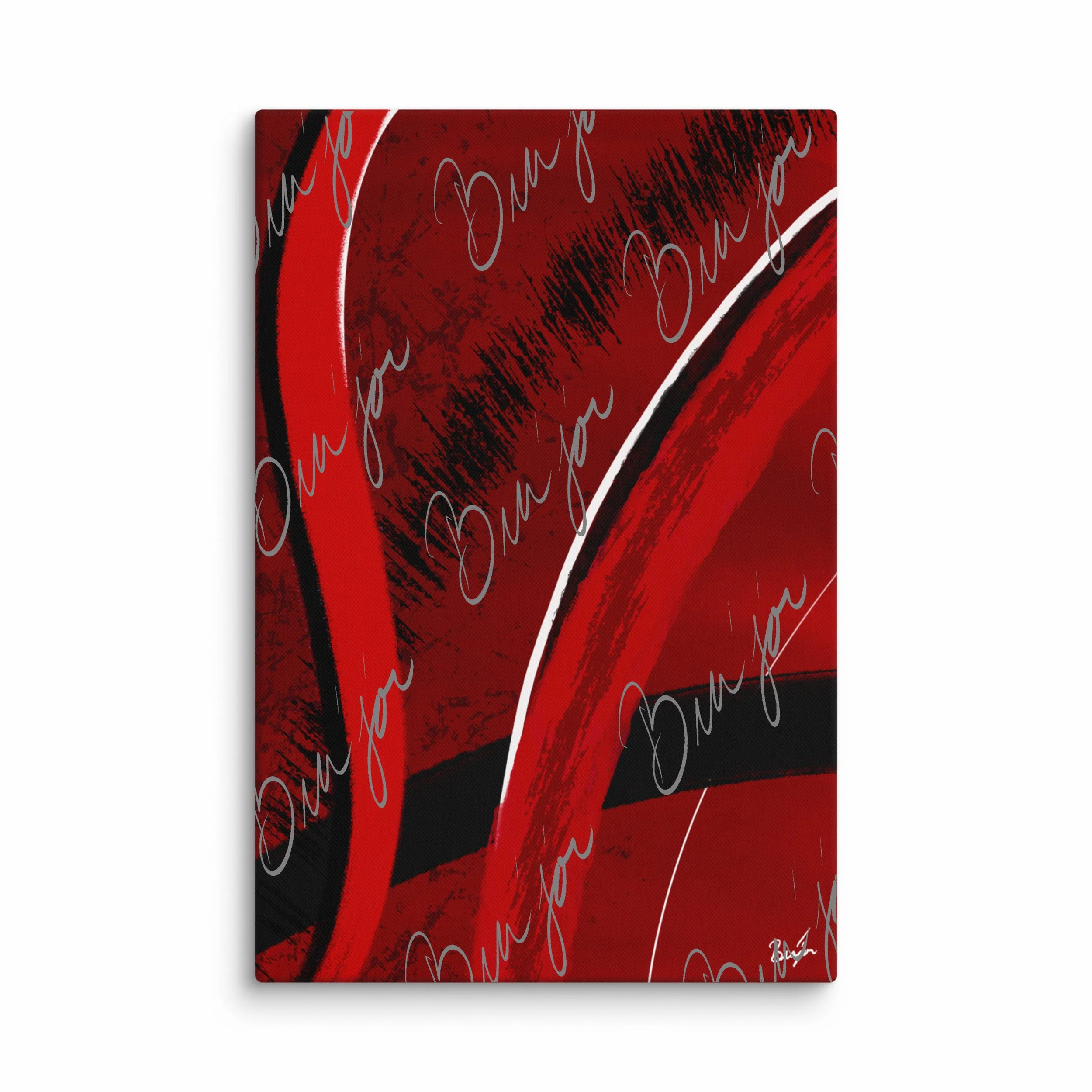 24x36 Canvas Abstract artwork titled Feel designed by the digital abstract artist Bra'jor. Artwork includes the colors Red, Black, Blue, and White