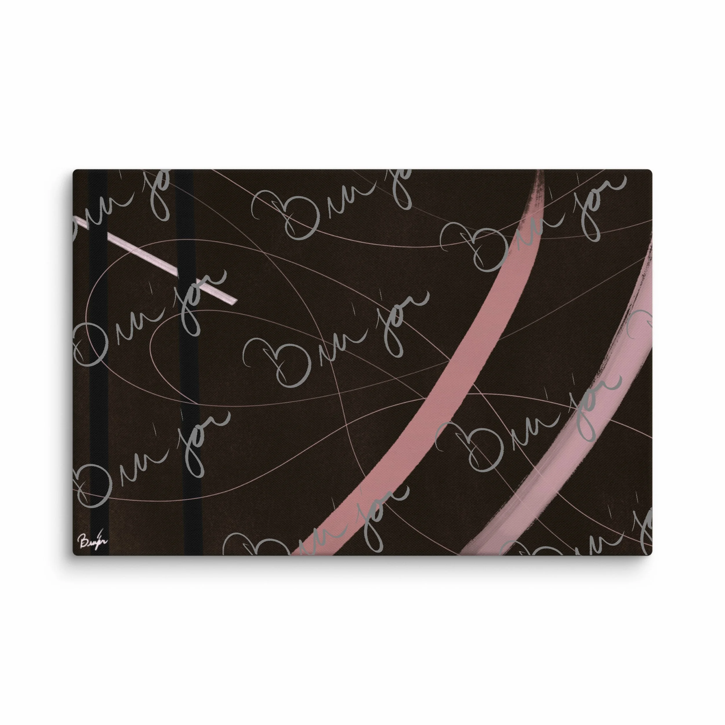 20x30 Canvas abstract artwork titled Beholder designed by the digital abstract artist Bra'jor. Artwork includes the colors Brown, Pink, Black, and White