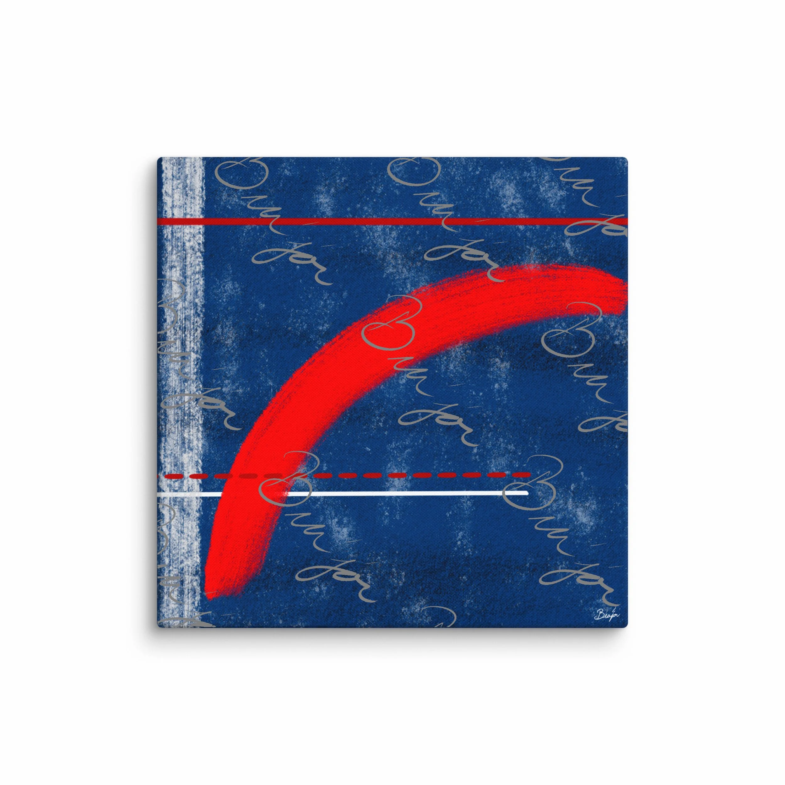 32x32 XL Canvas abstract artwork titled Be Bold designed by the digital abstract artist Bra'jor. Artwork includes the colors Blue, White, and Red