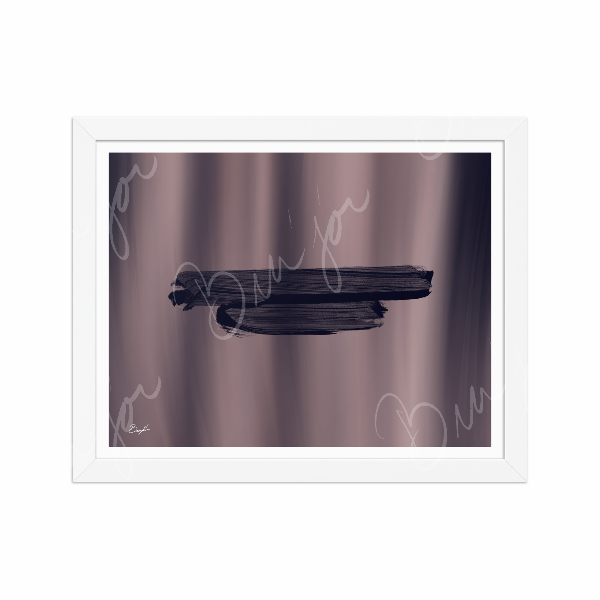 11x14 White Framed Abstract artwork titled Rest designed by the digital abstract artist Bra'jor. Artwork includes the colors Black, Gray, violet, and Mauve