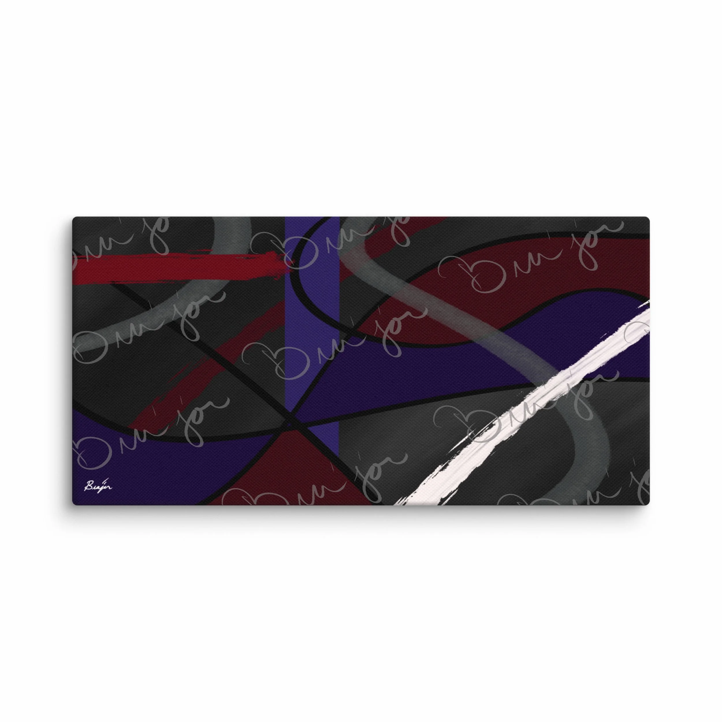 10x20 Canvas Abstract artwork titled Different designed by the digital abstract artist Bra'jor. Artwork includes the colors Purple, Blue, Red, Gray, and Black