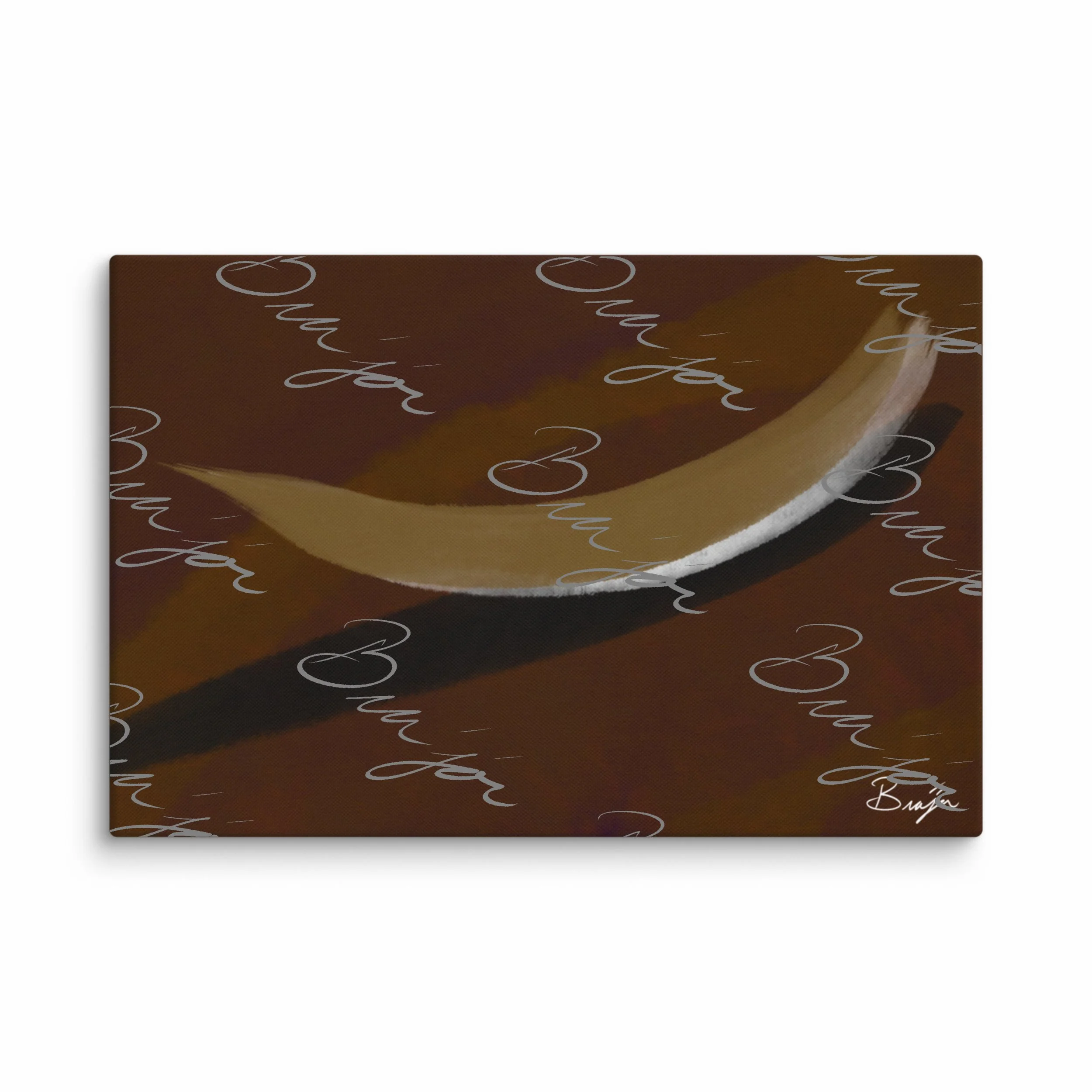 40x60  Abstract canvas artwork titled Always There designed by the digital abstract artist Bra'jor. Artwork includes the colors Brown, Tan, White, and Black with a Purple undertone