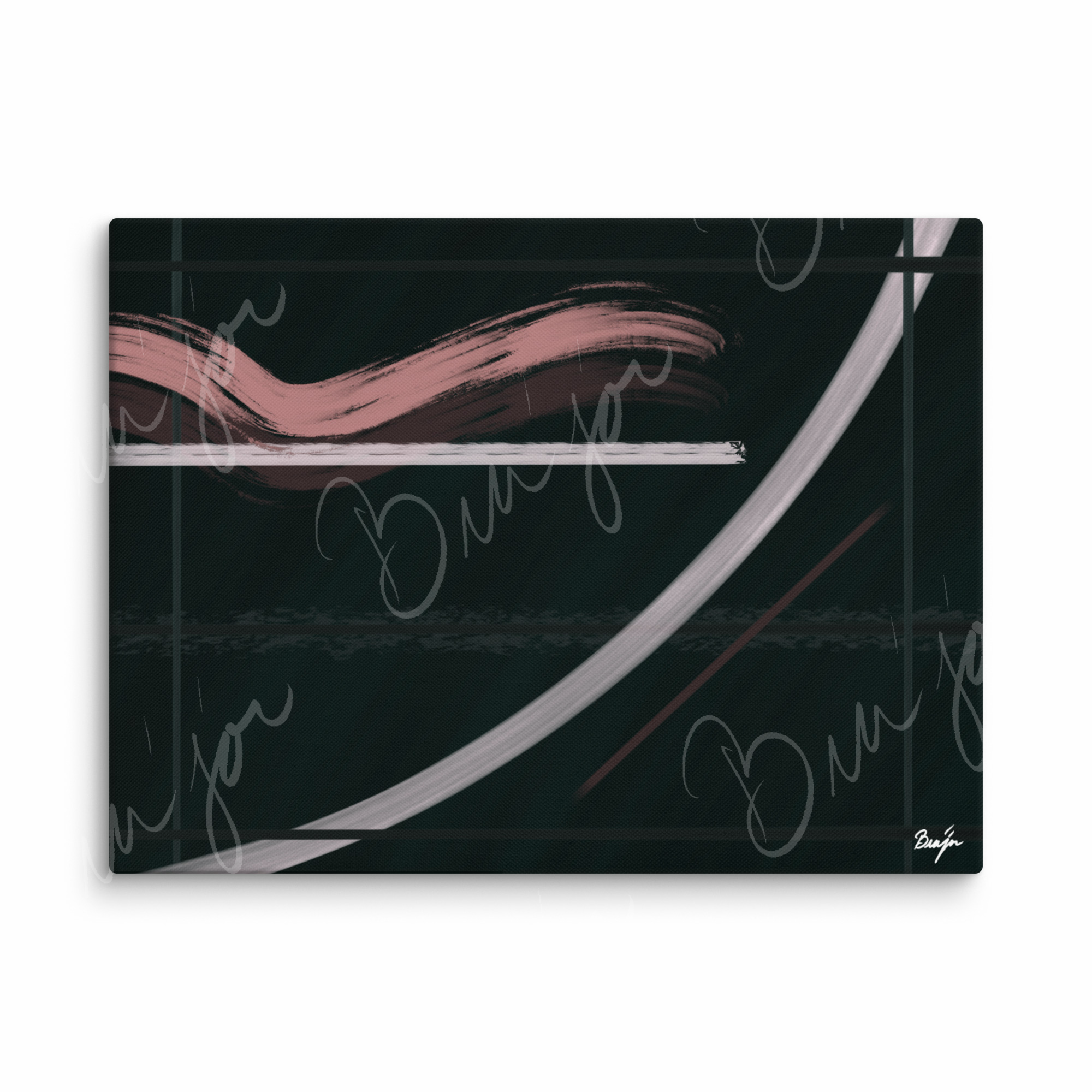 30x40 XL Canvas Abstract artwork titled Together designed by the digital abstract artist Bra'jor. Artwork includes the colors Brown, Pink, Green, and White