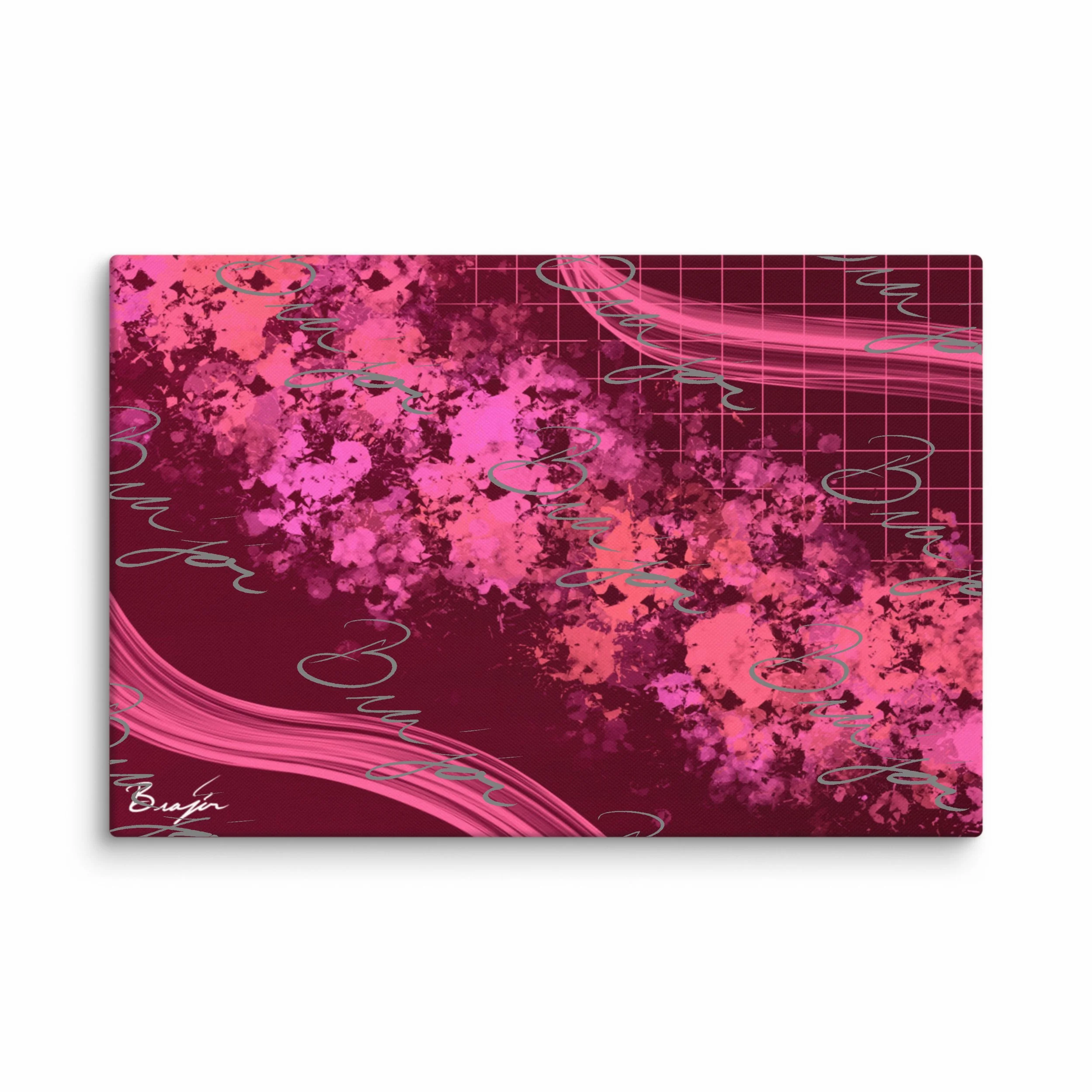 40x60 Abstract canvas artwork titled Soft designed by the digital abstract artist Bra'jor. Artwork includes the colors Purple, Pink, peach, and Orange