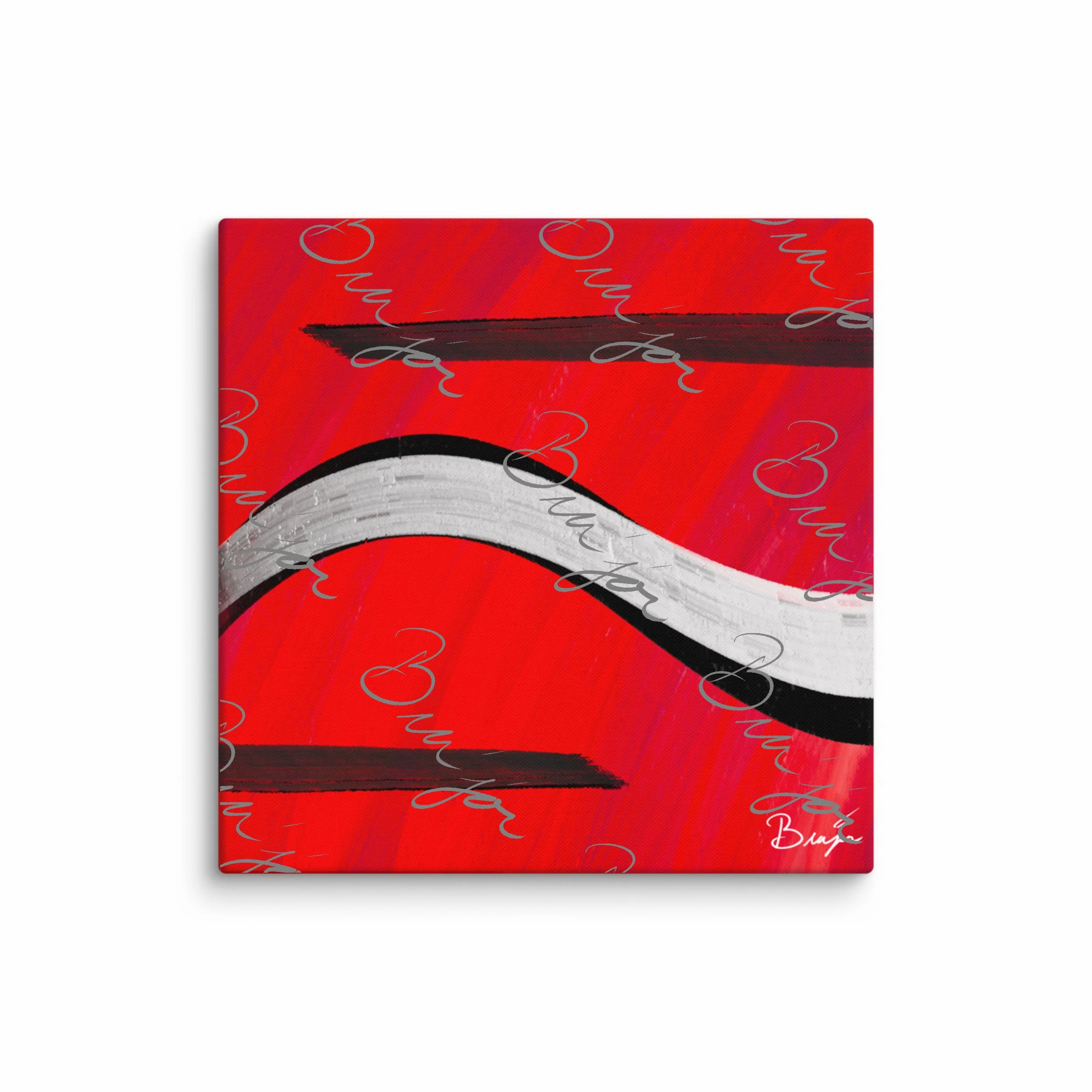 37x37 XL Canvas Abstract artwork titled Smooth Groove designed by the digital abstract artist Bra'jor. Artwork includes the colors Red, Black, and White