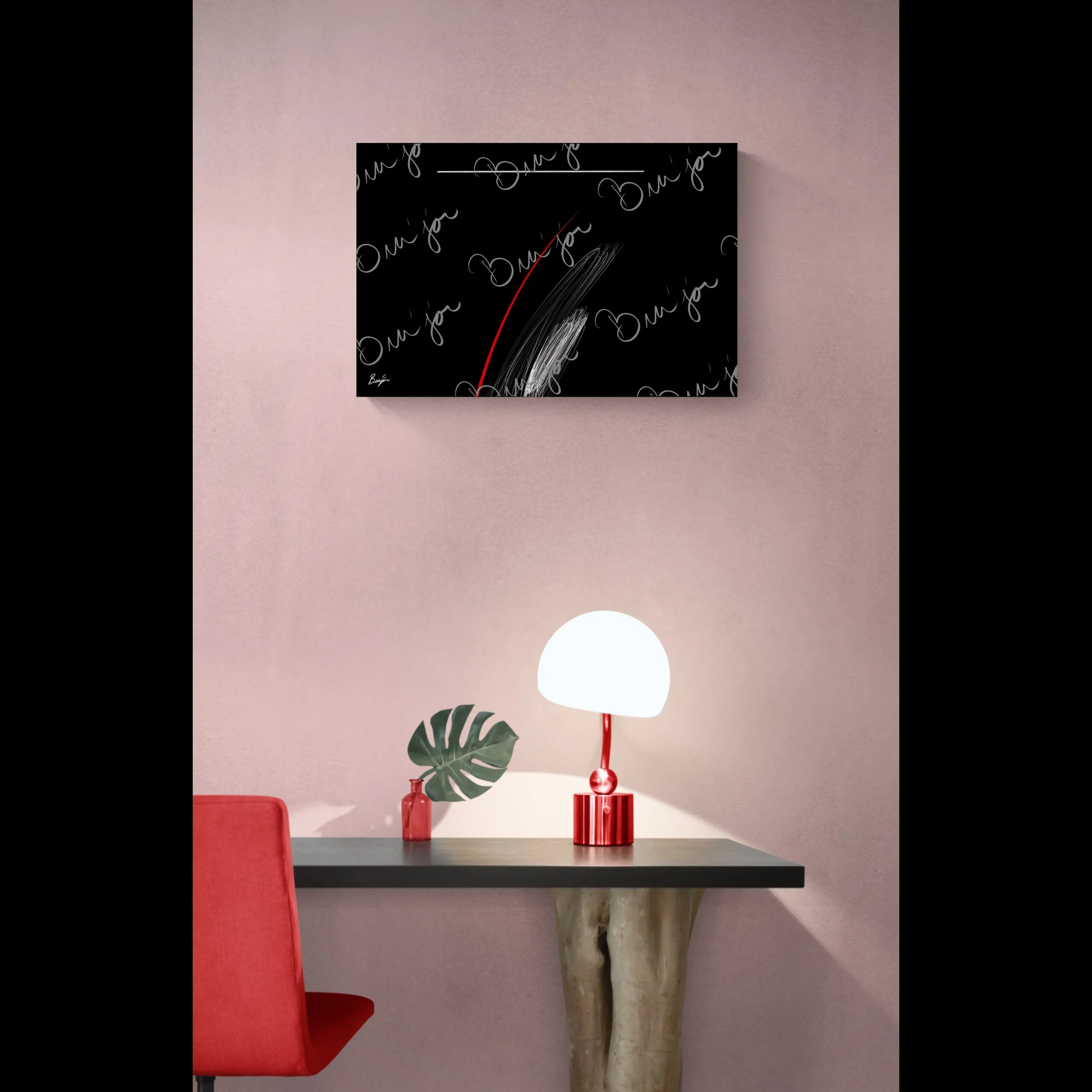 Self Titled Canvas Abstract artwork ‘Bra’jor’ designed by the digital abstract artist Bra'jor. Artwork includes the colors Black, Red, and White