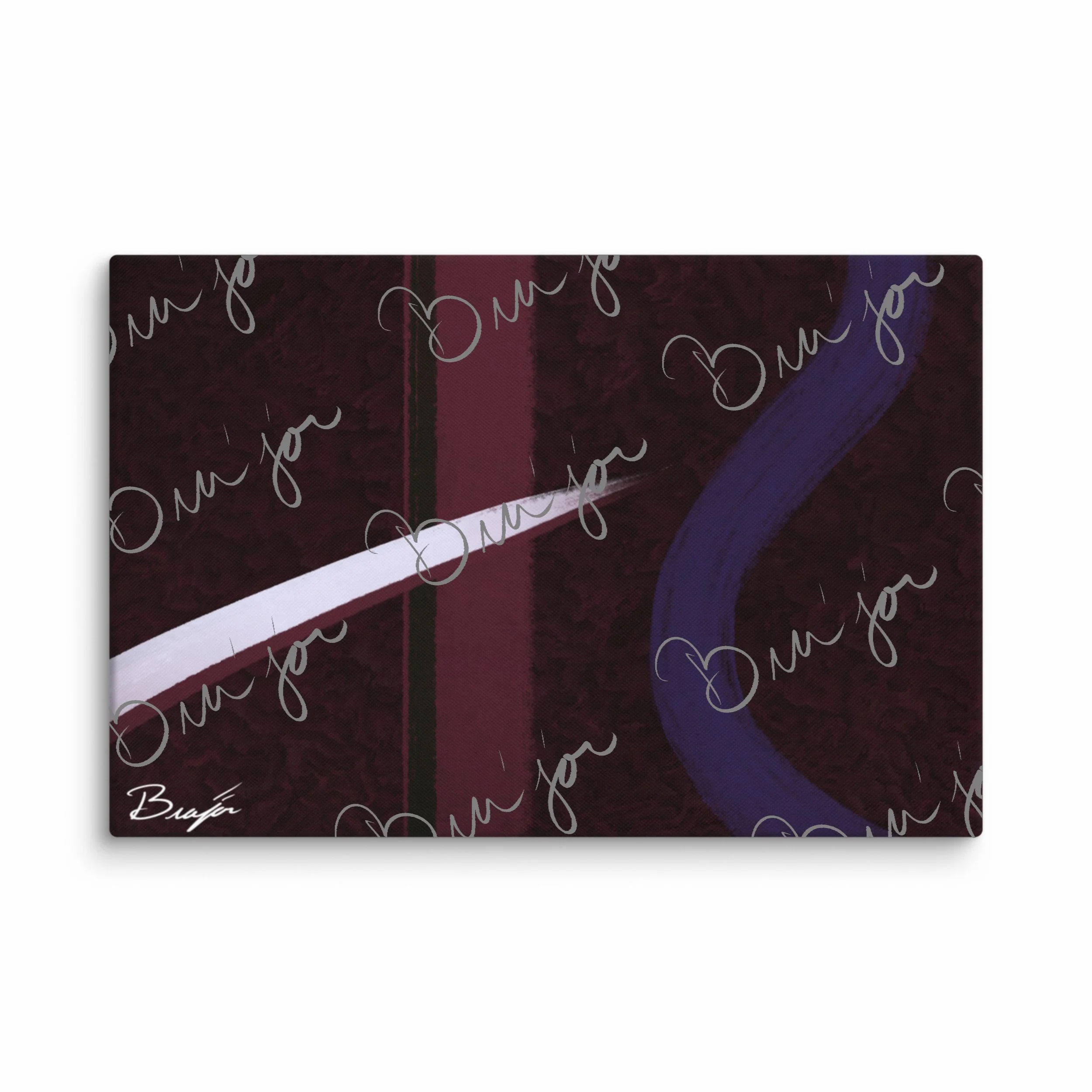 24x36 Canvas abstract artwork titled The Walk designed by the digital abstract artist Bra'jor. Artwork includes the colors Maroon, Black, Purple, and White