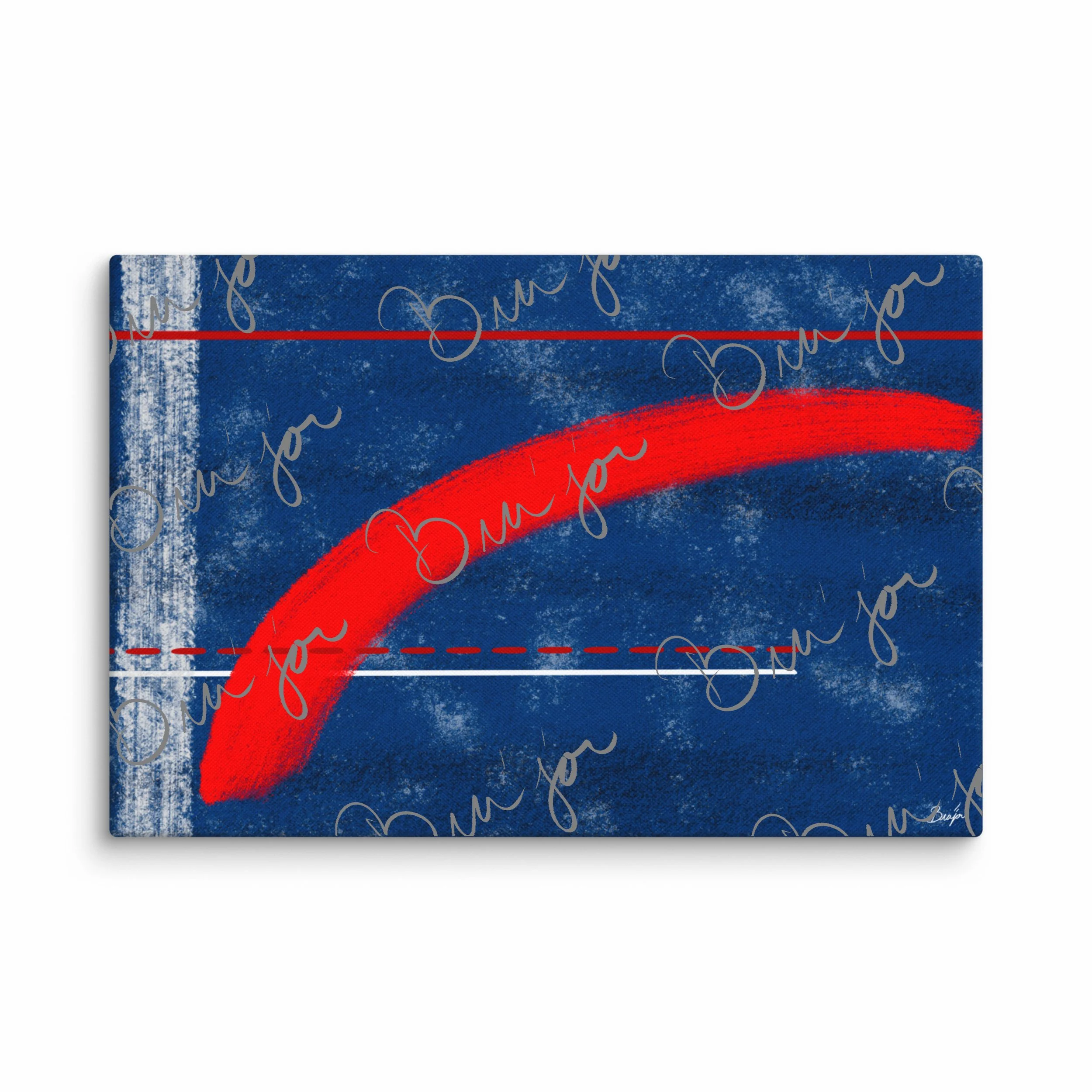 20x30 Canvas abstract artwork titled Be Bold designed by the digital abstract artist Bra'jor. Artwork includes the colors Blue, White, and Red
